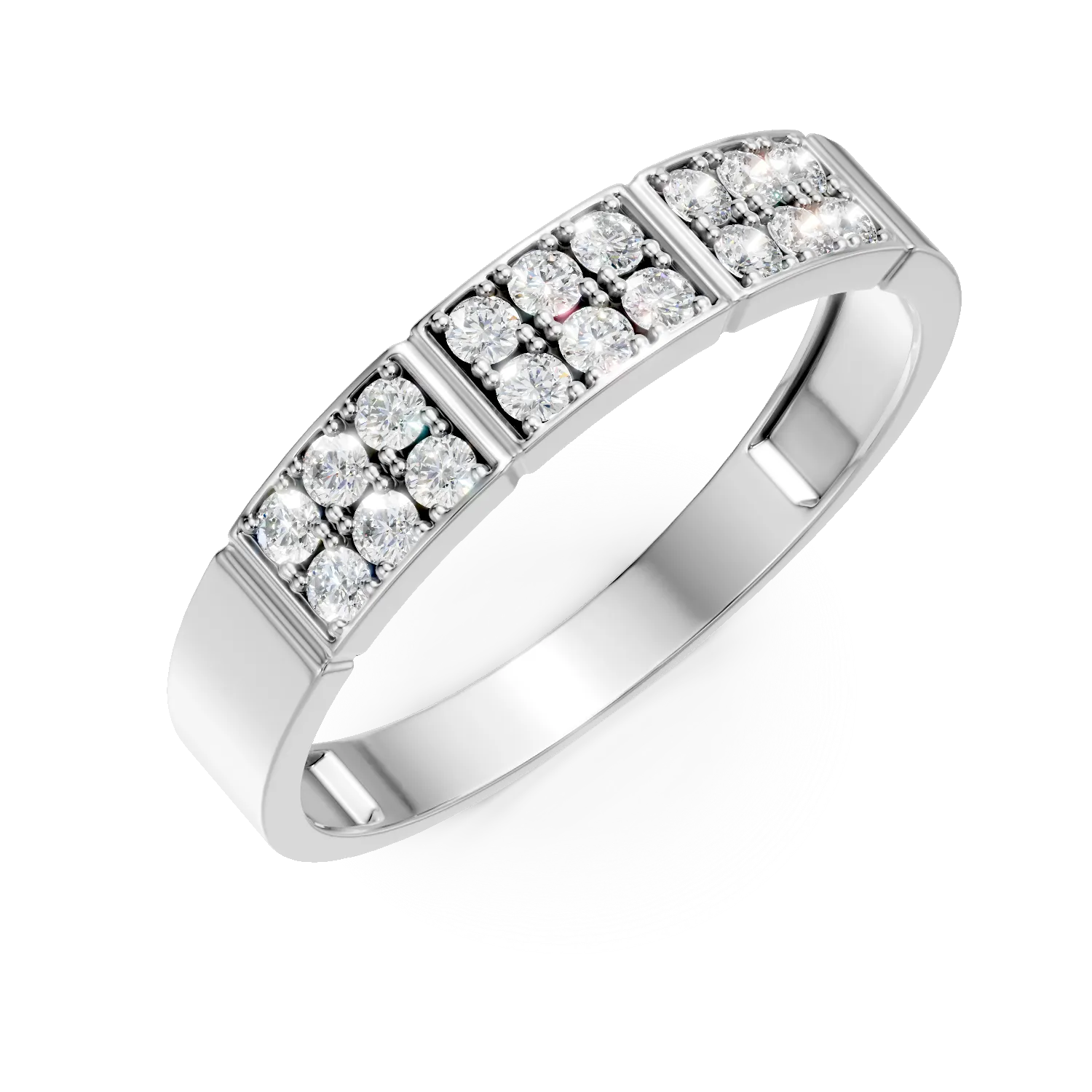 Inel din aur alb cu diamante microsetting de 0.2ct create in laborator