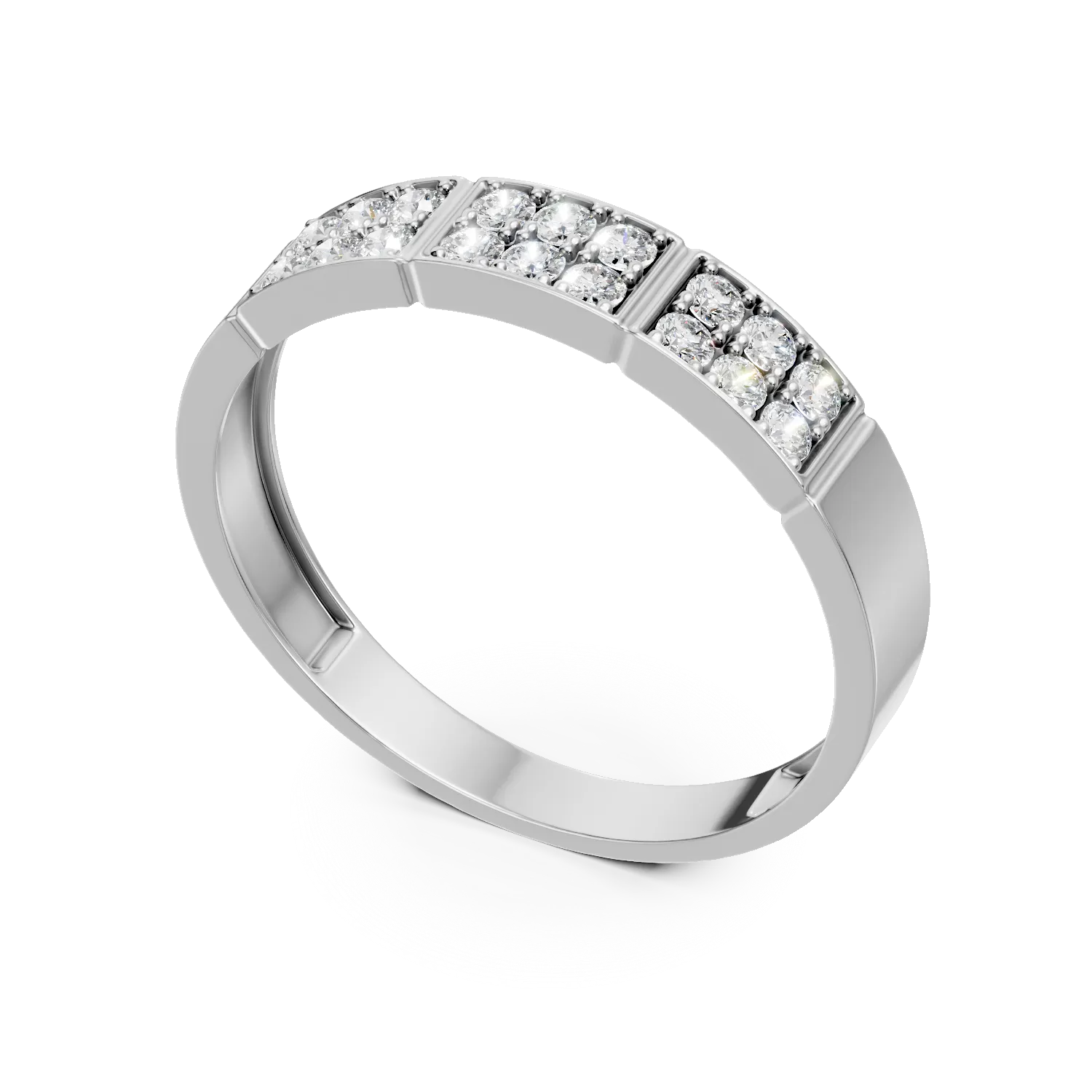 Inel din aur alb cu diamante microsetting de 0.2ct create in laborator