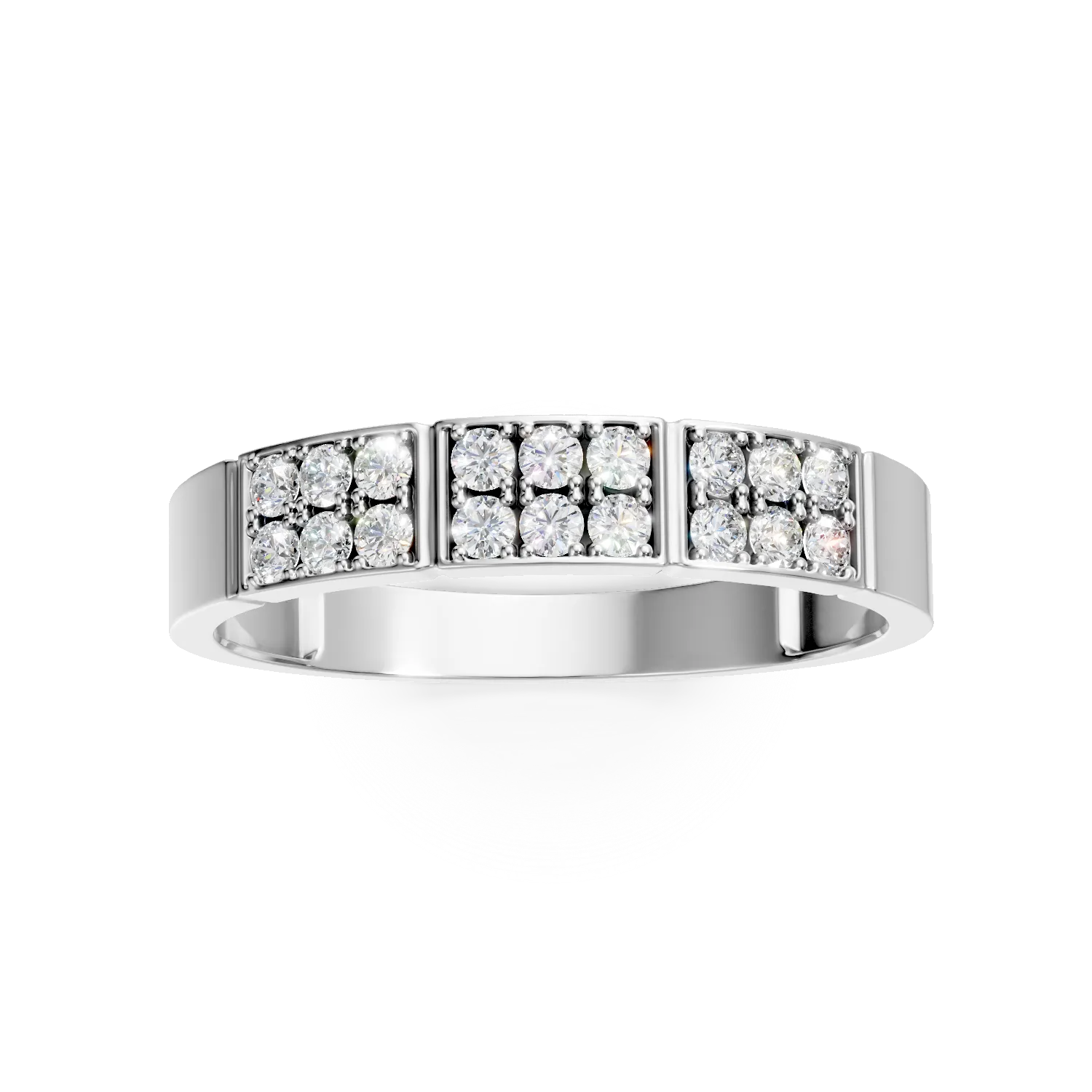 Inel din aur alb cu diamante microsetting de 0.2ct create in laborator