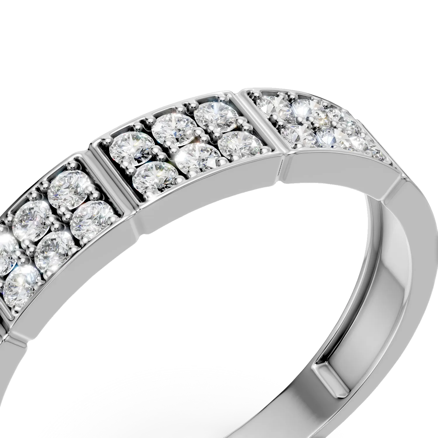 Inel din aur alb cu diamante microsetting de 0.2ct create in laborator