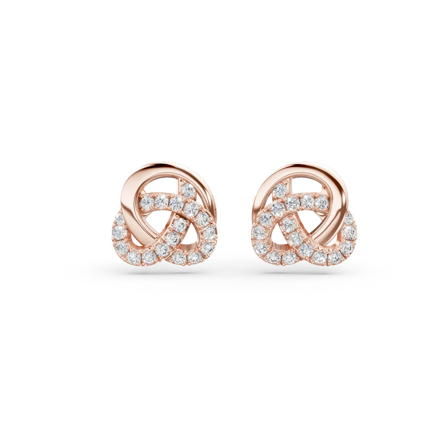 Cercei geometrici din aur roz cu diamante de 0.3ct create in laborator