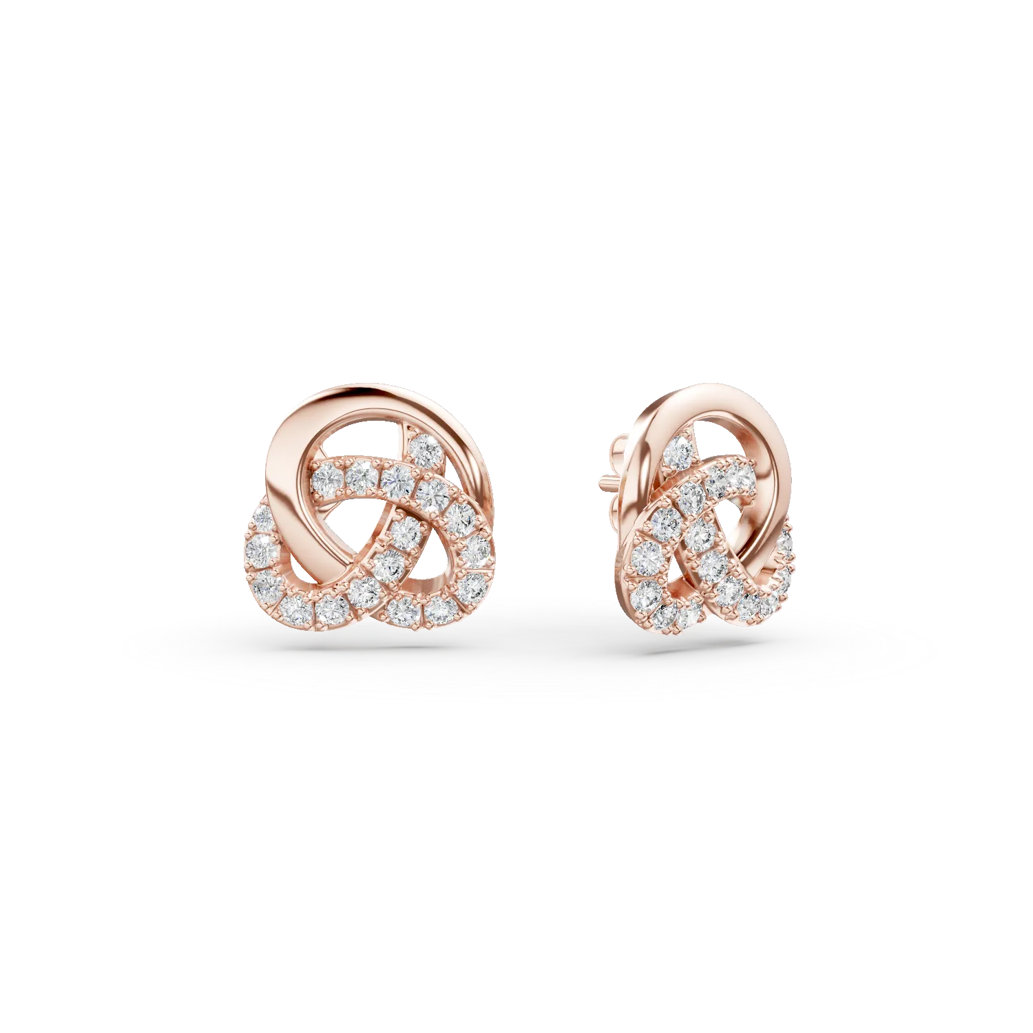 Cercei geometrici din aur roz cu diamante de 0.3ct create in laborator