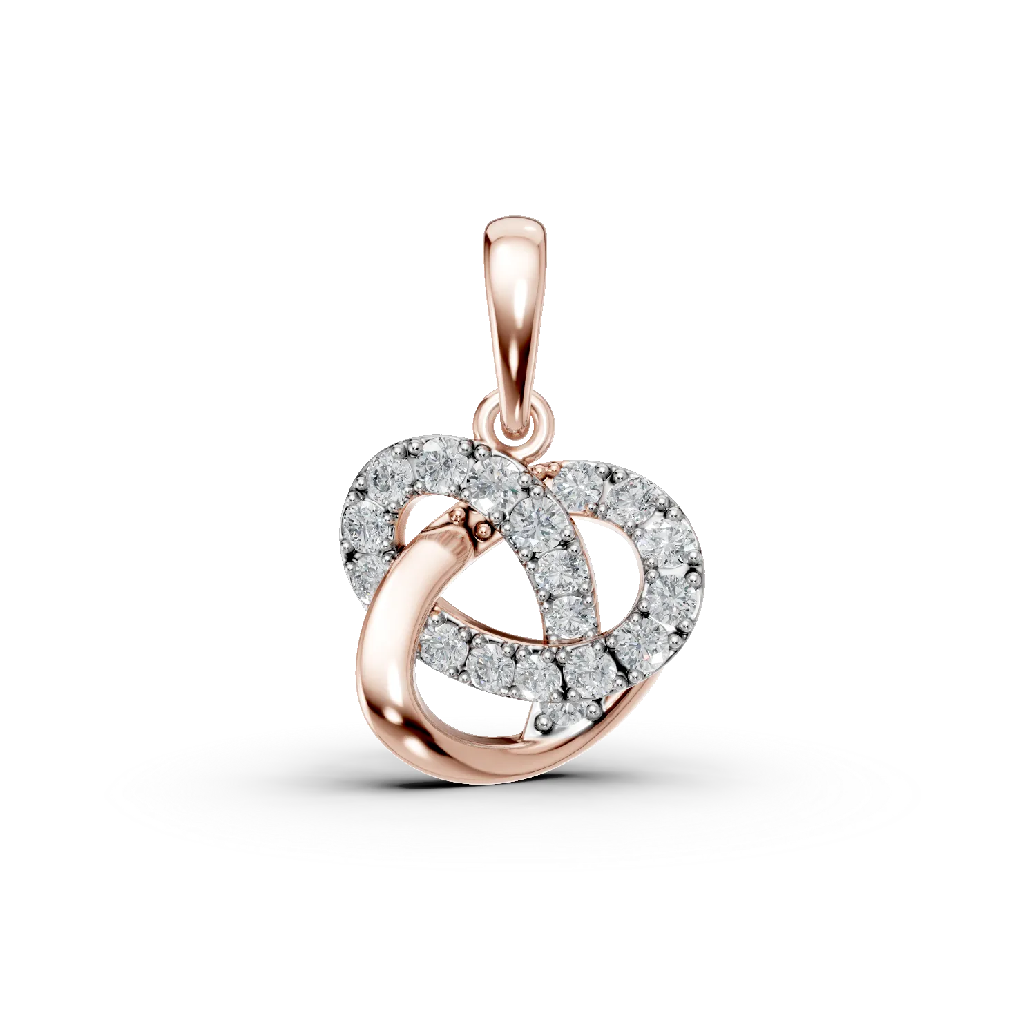 Pandantiv geometric din aur roz cu diamante de 0.1ct create in laborator