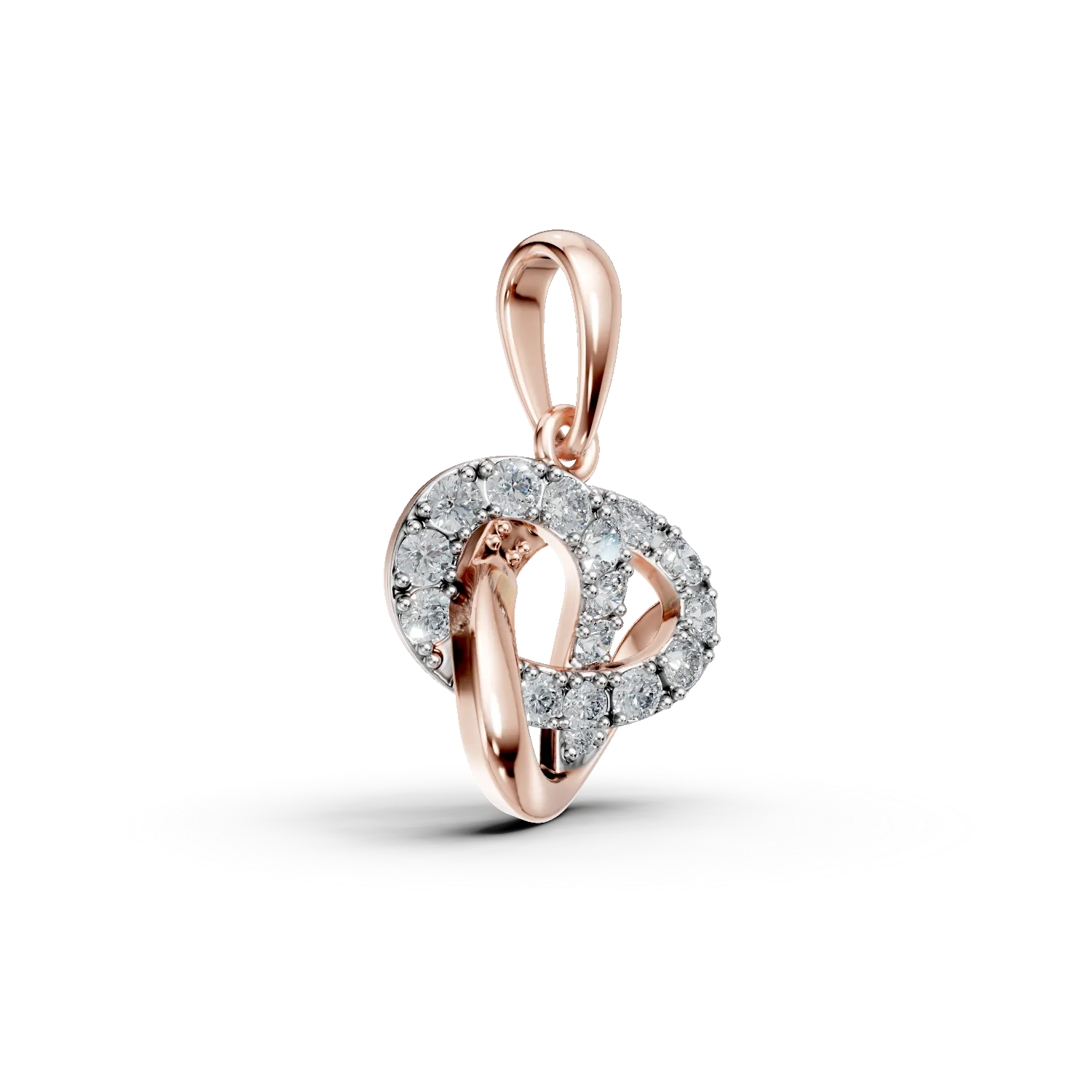 Pandantiv geometric din aur roz cu diamante de 0.1ct create in laborator