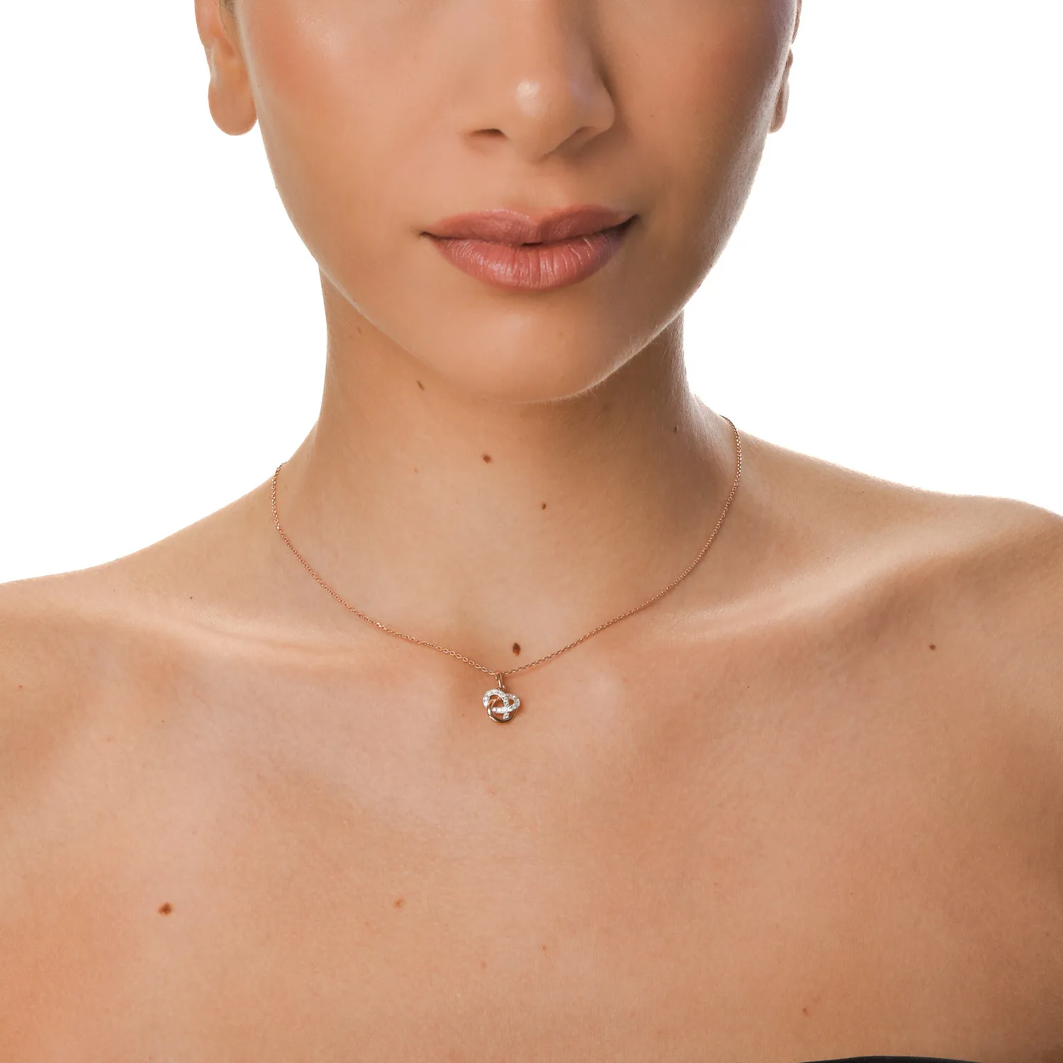 Pandantiv geometric din aur roz cu diamante de 0.1ct create in laborator