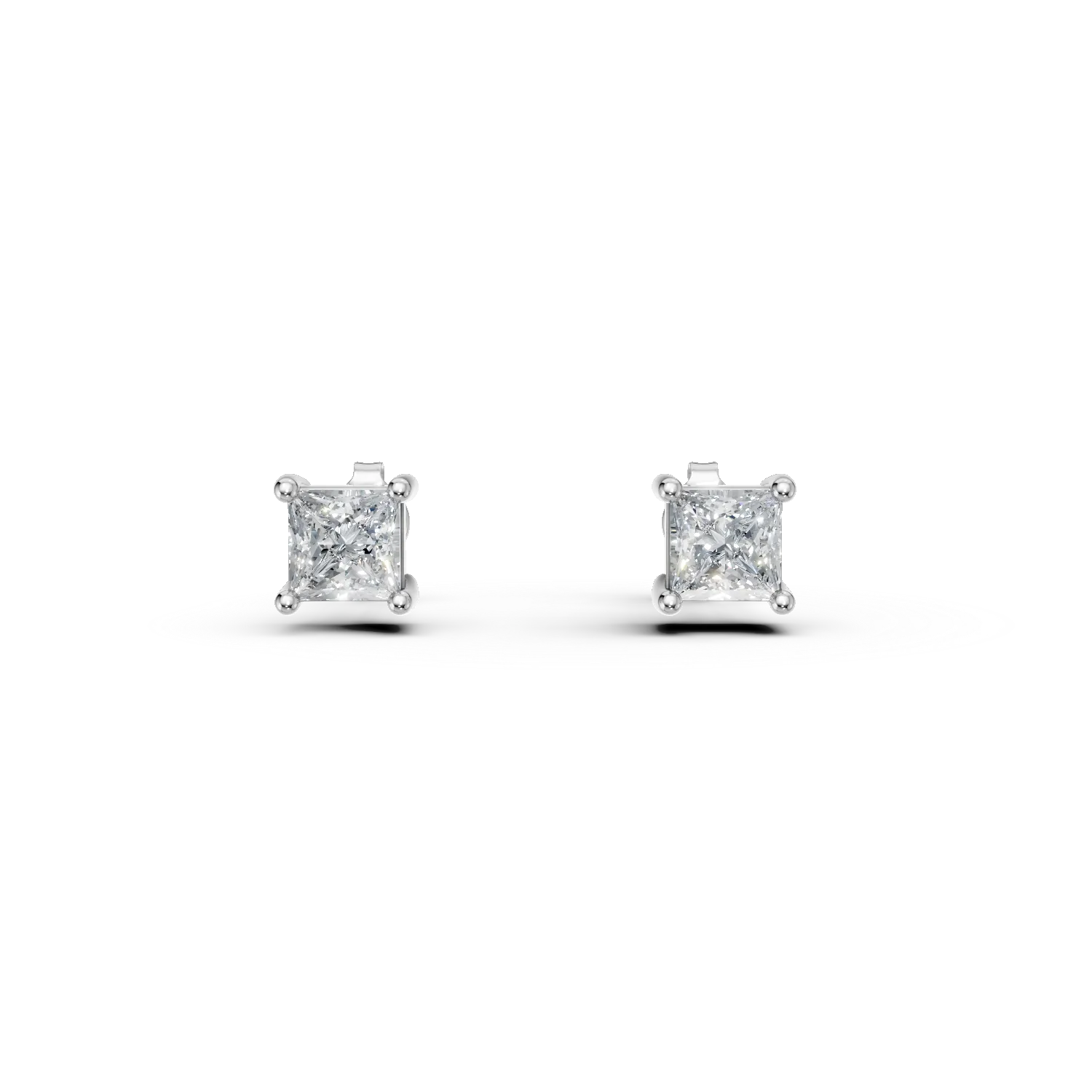 Cercei stud din aur alb cu diamante de 0.3ct create in laborator