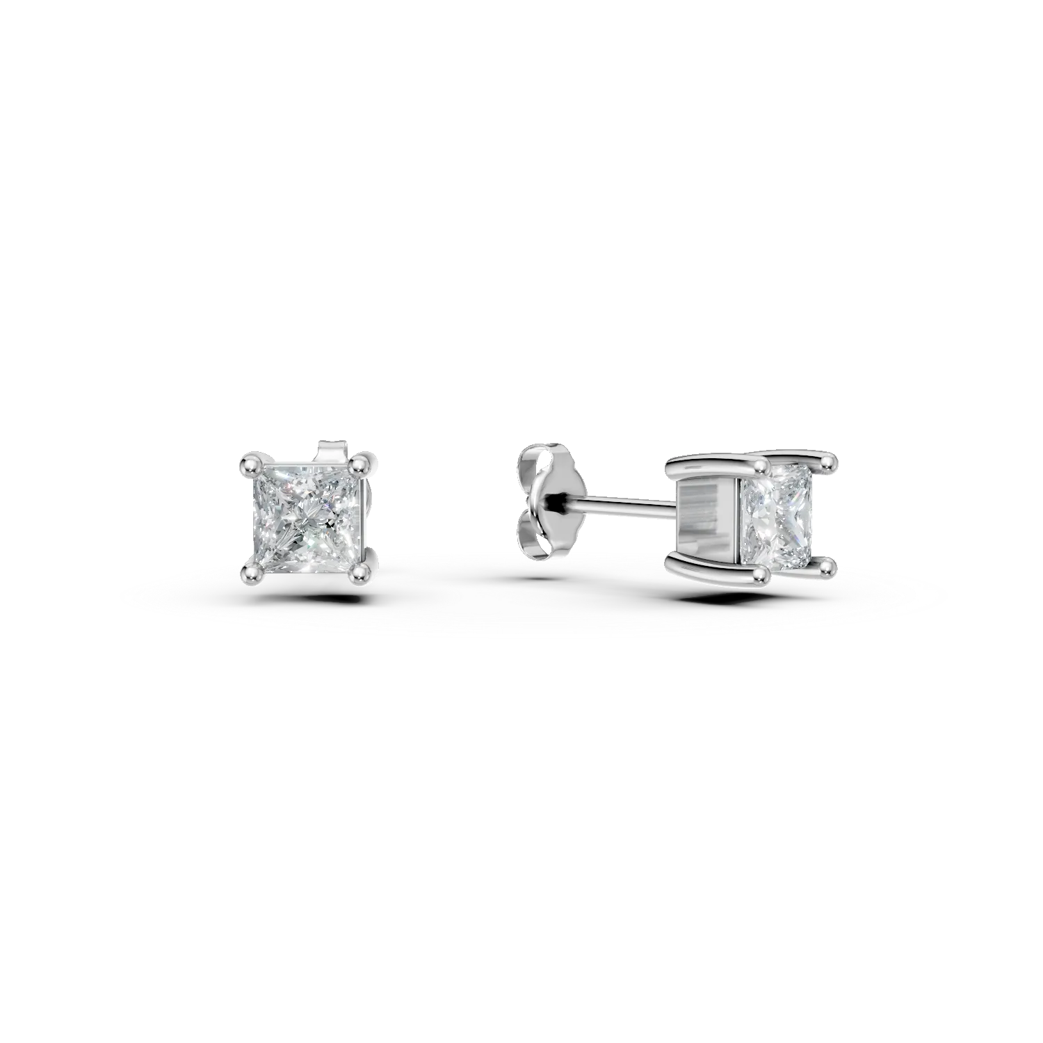 Cercei stud din aur alb cu diamante de 0.3ct create in laborator
