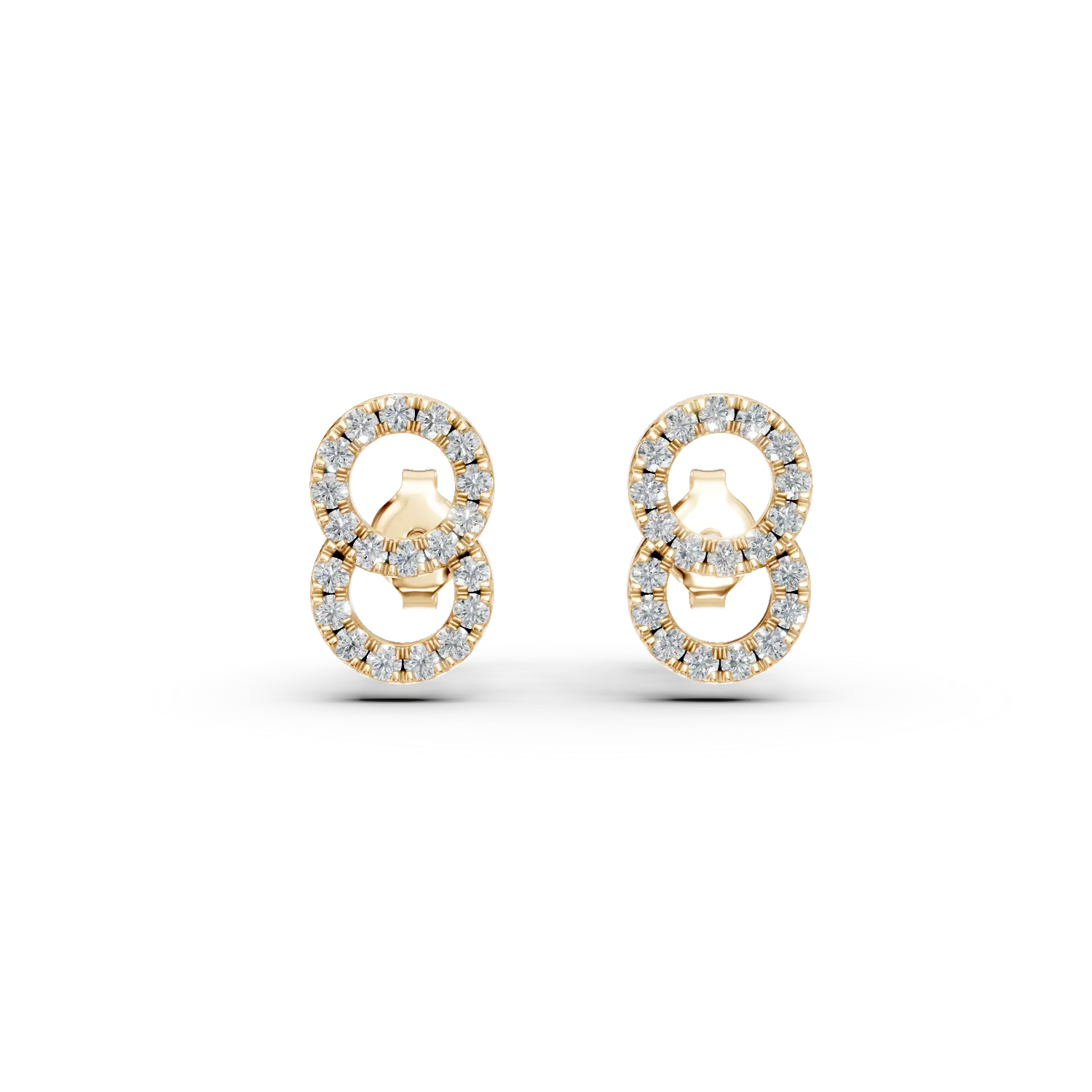 Cercei geometrici din aur galben cu diamante de 0.3ct create in laborator