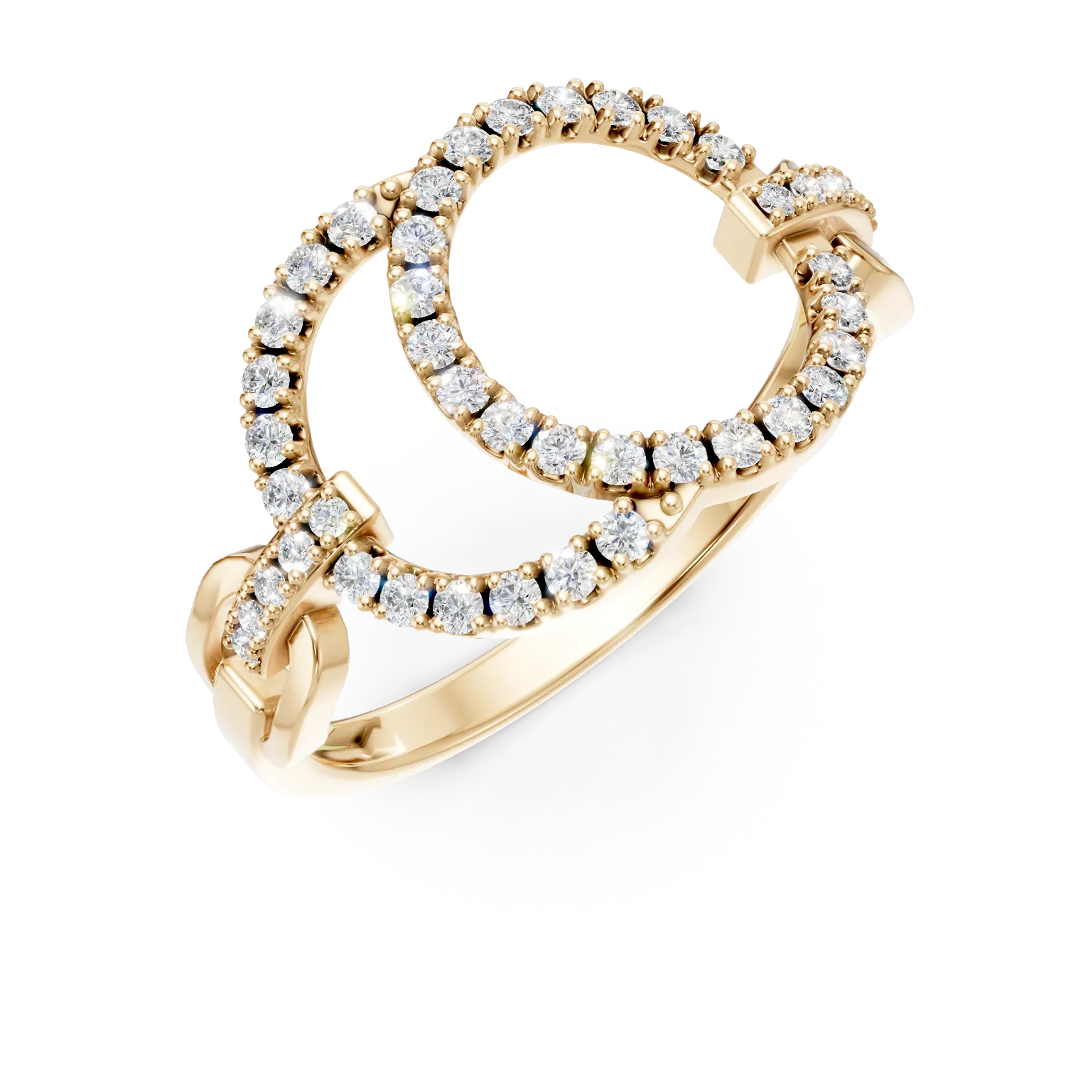 Inel geometric din aur galben cu diamante de 0.3ct create in laborator