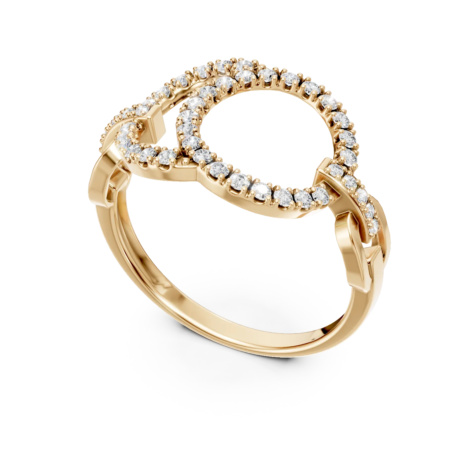 Inel geometric din aur galben cu diamante de 0.3ct create in laborator