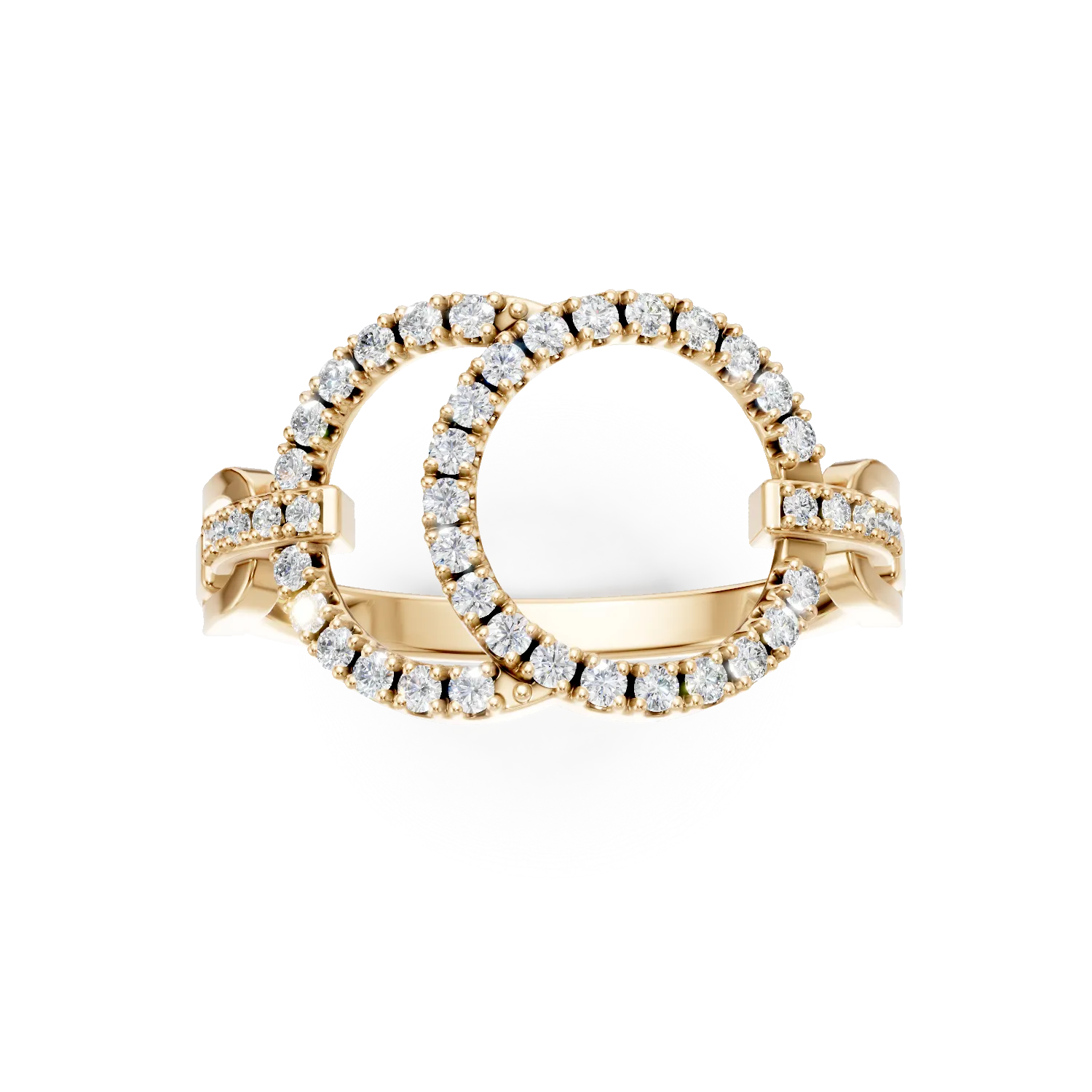Inel geometric din aur galben cu diamante de 0.3ct create in laborator