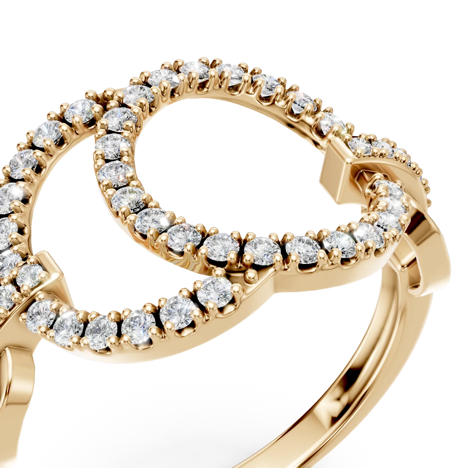 Inel geometric din aur galben cu diamante de 0.3ct create in laborator