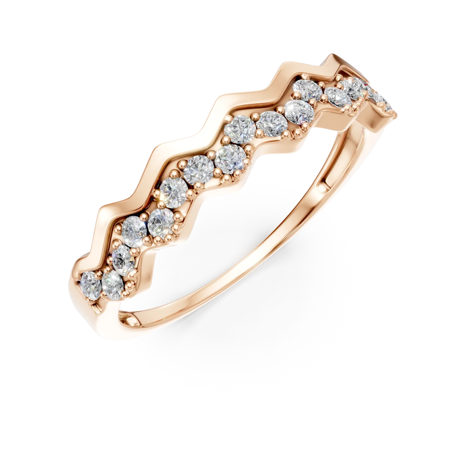 Inel din aur roz cu diamante de 0.1ct create in laborator