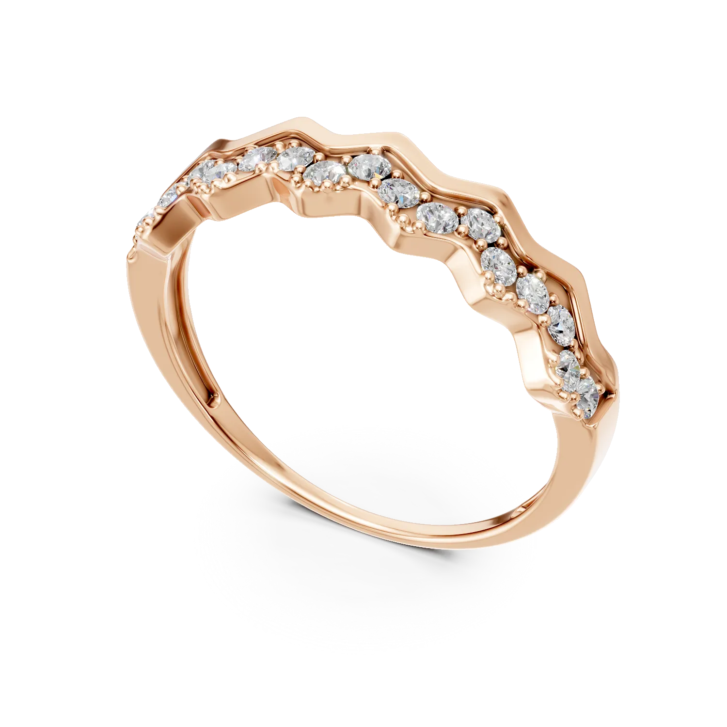 Inel din aur roz cu diamante de 0.1ct create in laborator