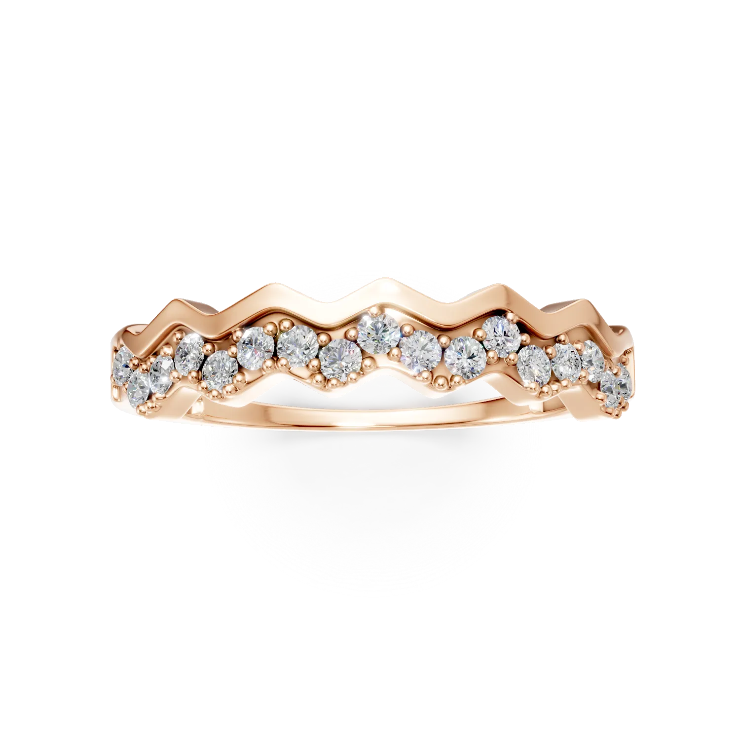 Inel din aur roz cu diamante de 0.1ct create in laborator