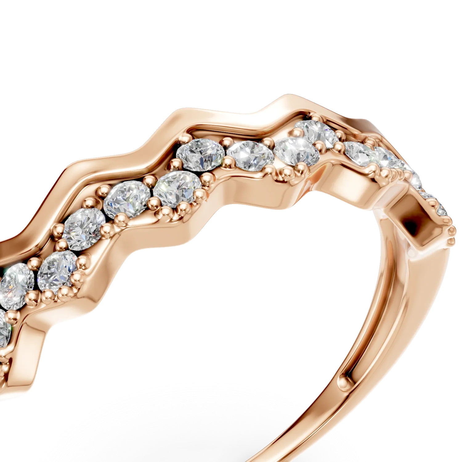 Inel din aur roz cu diamante de 0.1ct create in laborator