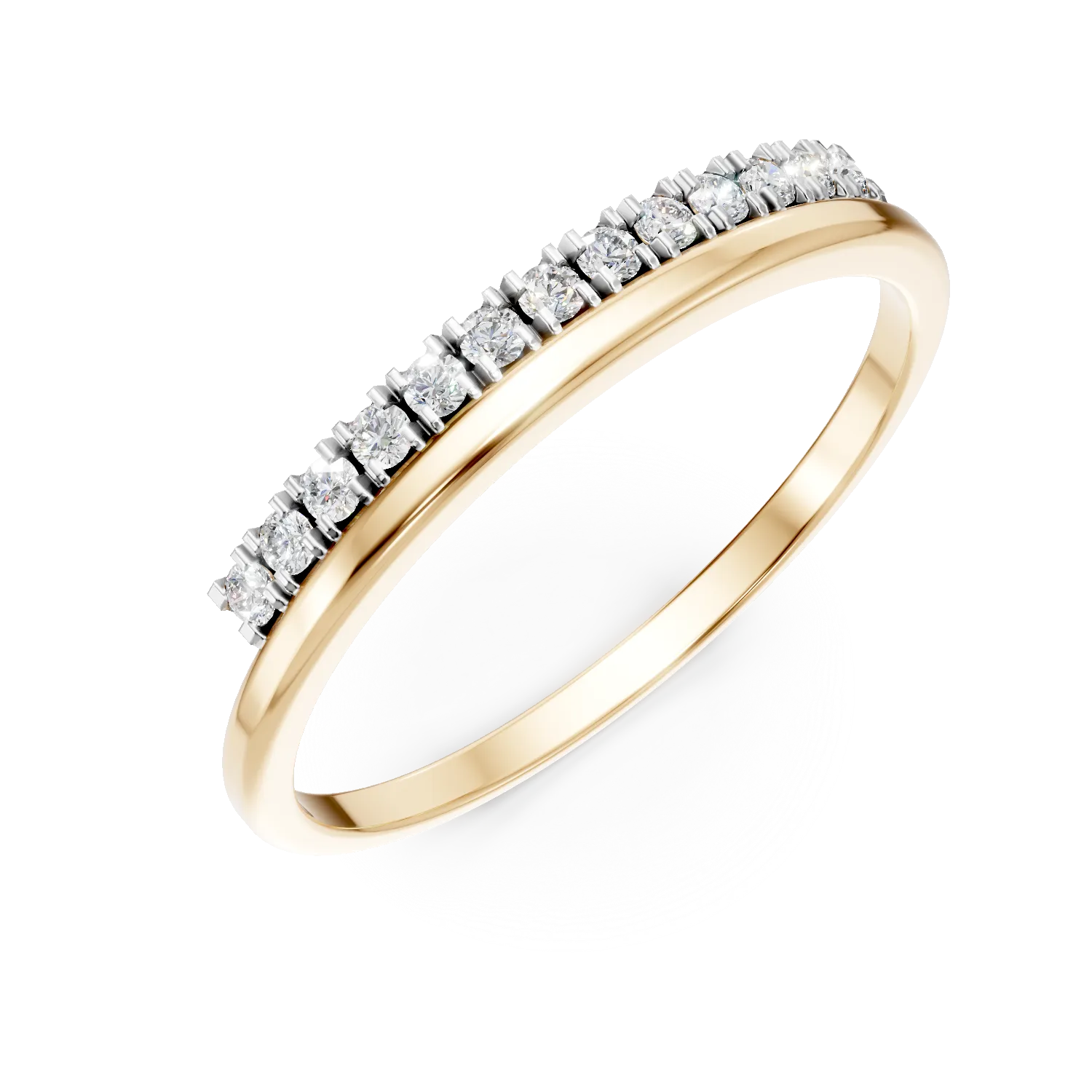 Inel din aur galben cu diamante de 0.1ct create in laborator