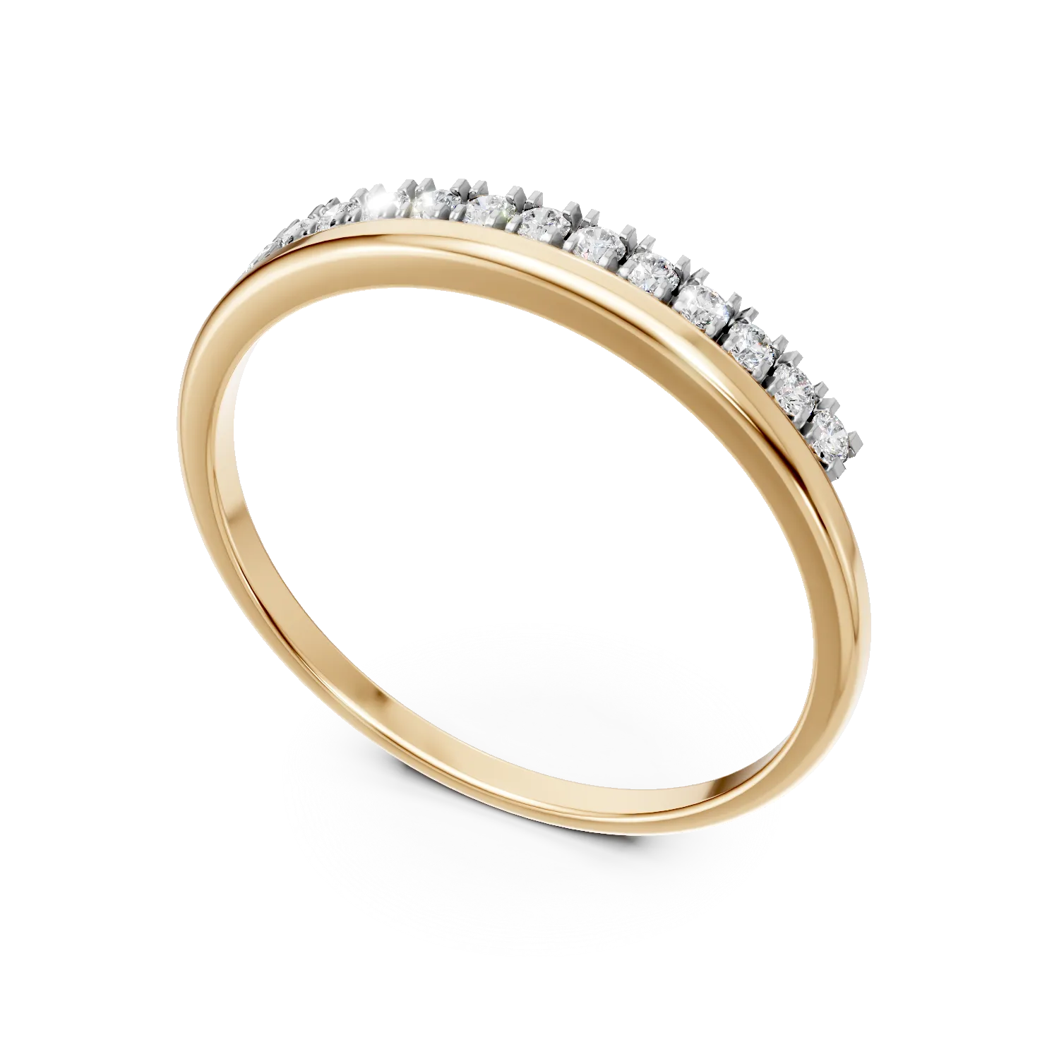 Inel din aur galben cu diamante de 0.1ct create in laborator