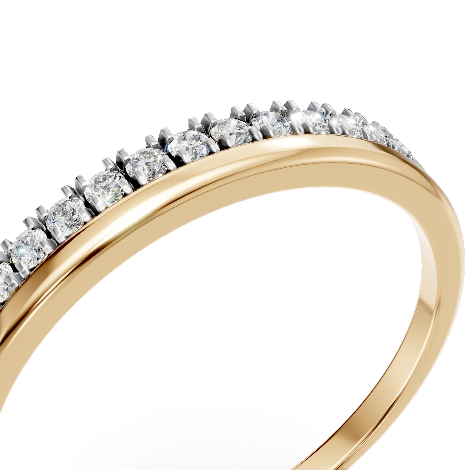 Inel din aur galben cu diamante de 0.1ct create in laborator