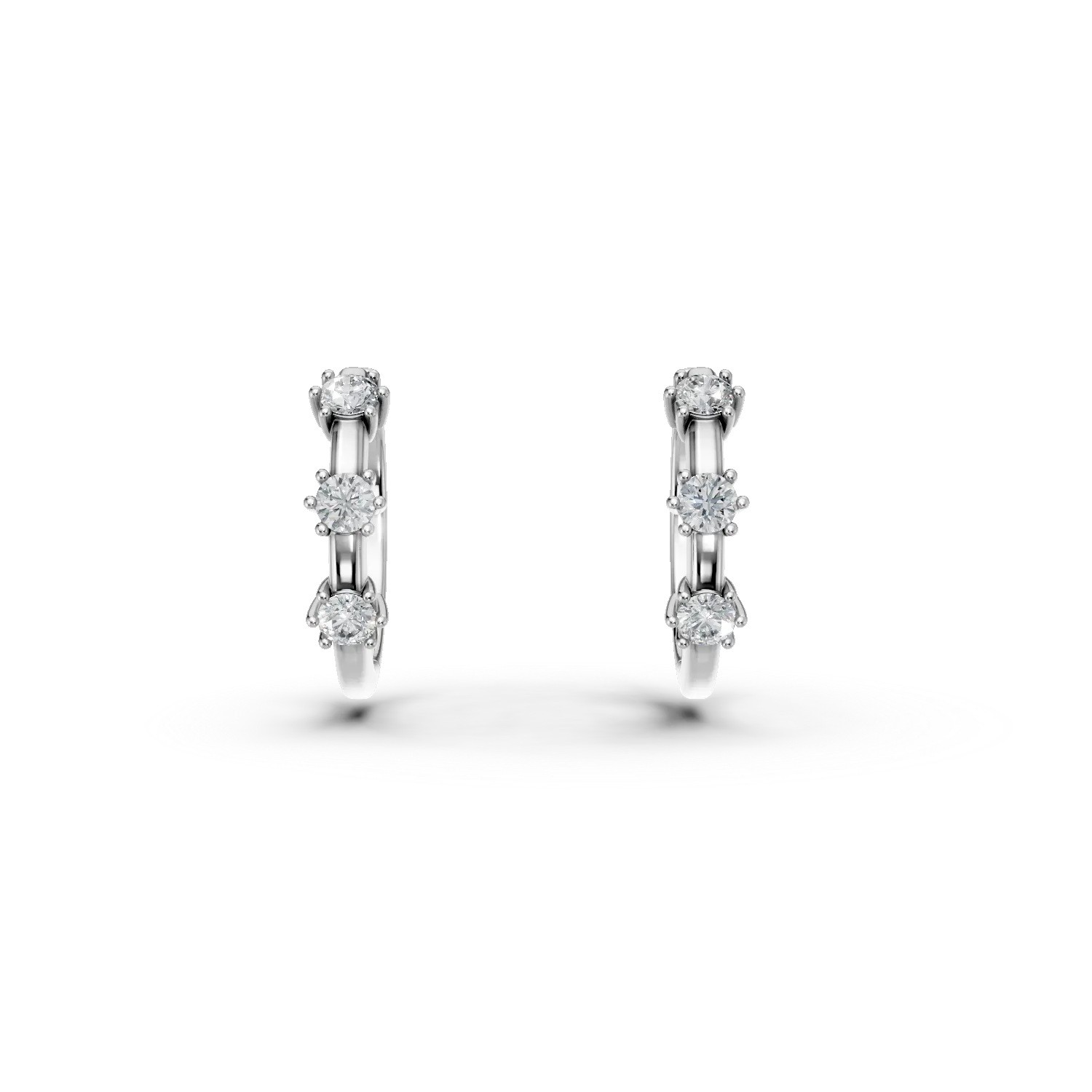 Cercei creole din aur alb cu diamante de 0.3ct create in laborator