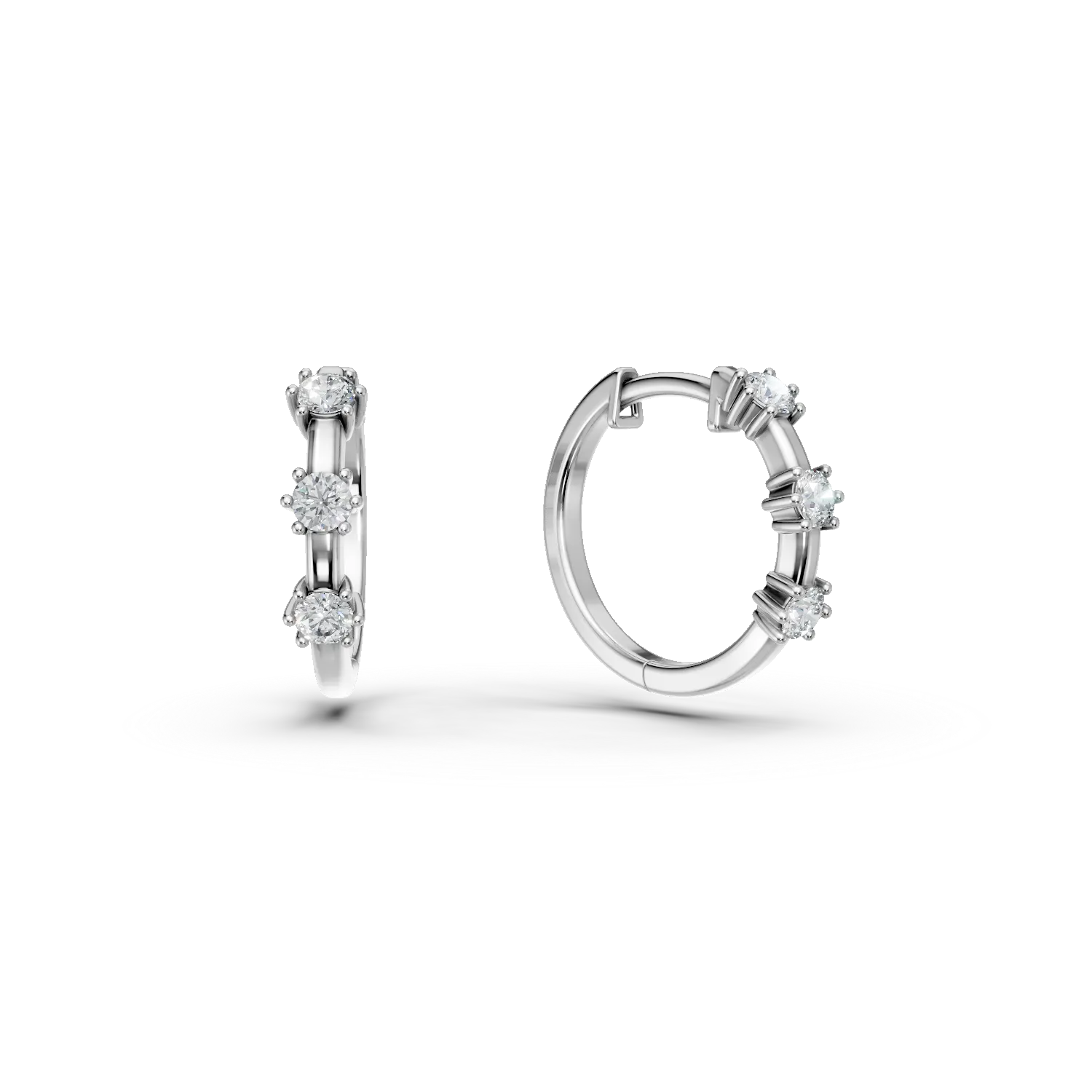 Cercei creole din aur alb cu diamante de 0.3ct create in laborator