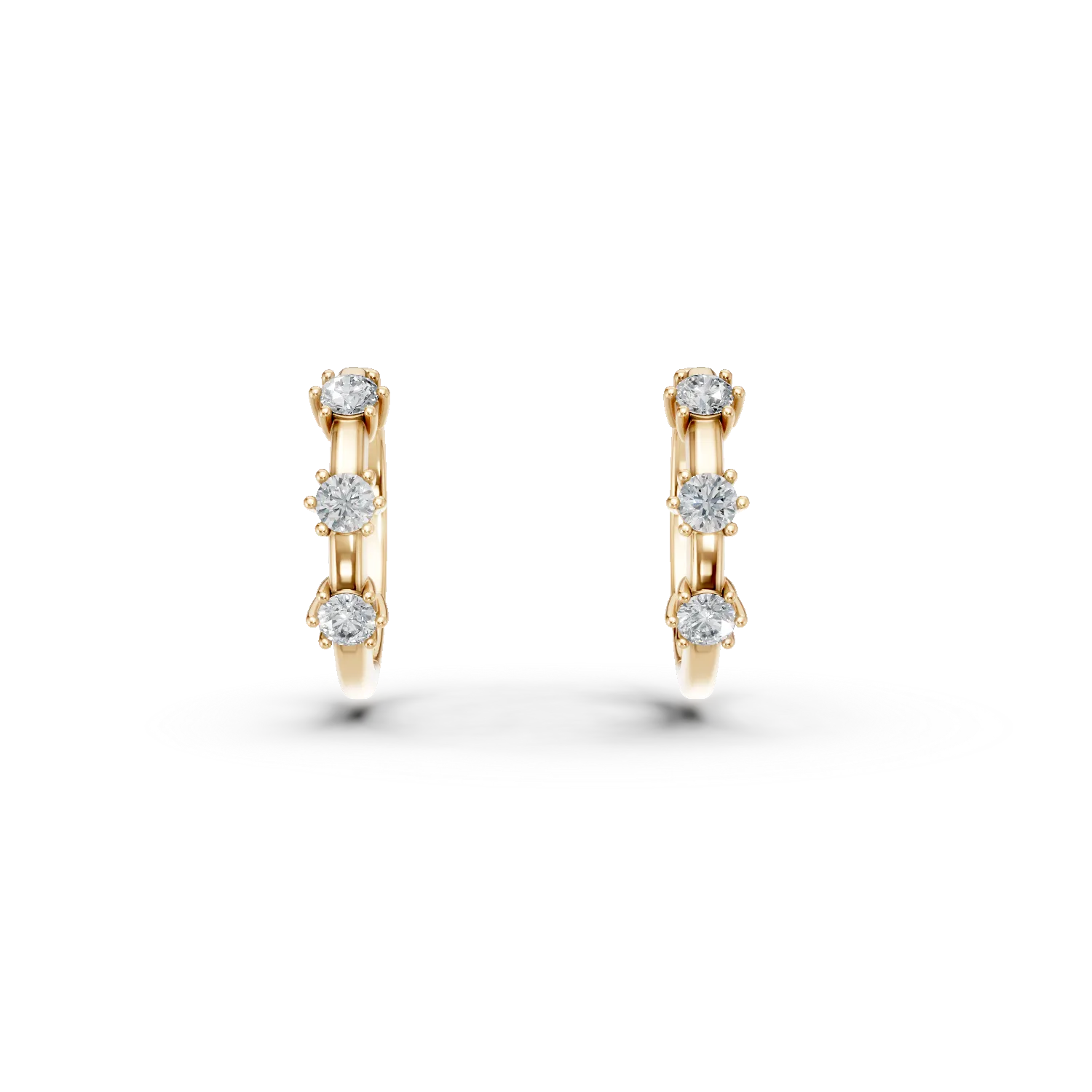 Cercei creole din aur galben cu diamante de 0.3ct create in laborator