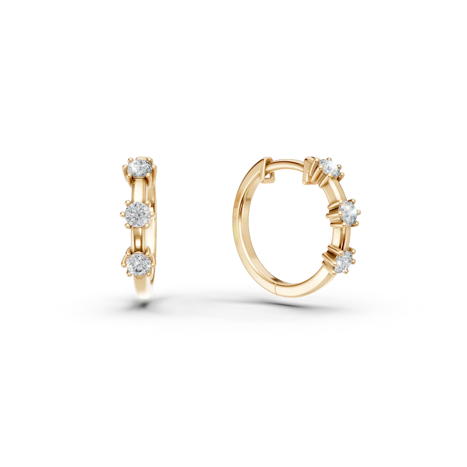 Cercei creole din aur galben cu diamante de 0.3ct create in laborator