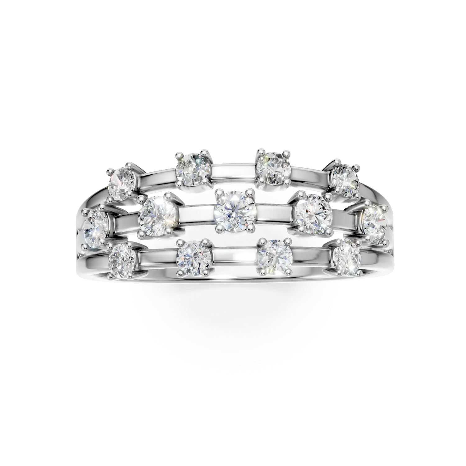 Inel geometric din aur alb cu diamante de 0.5ct create in laborator
