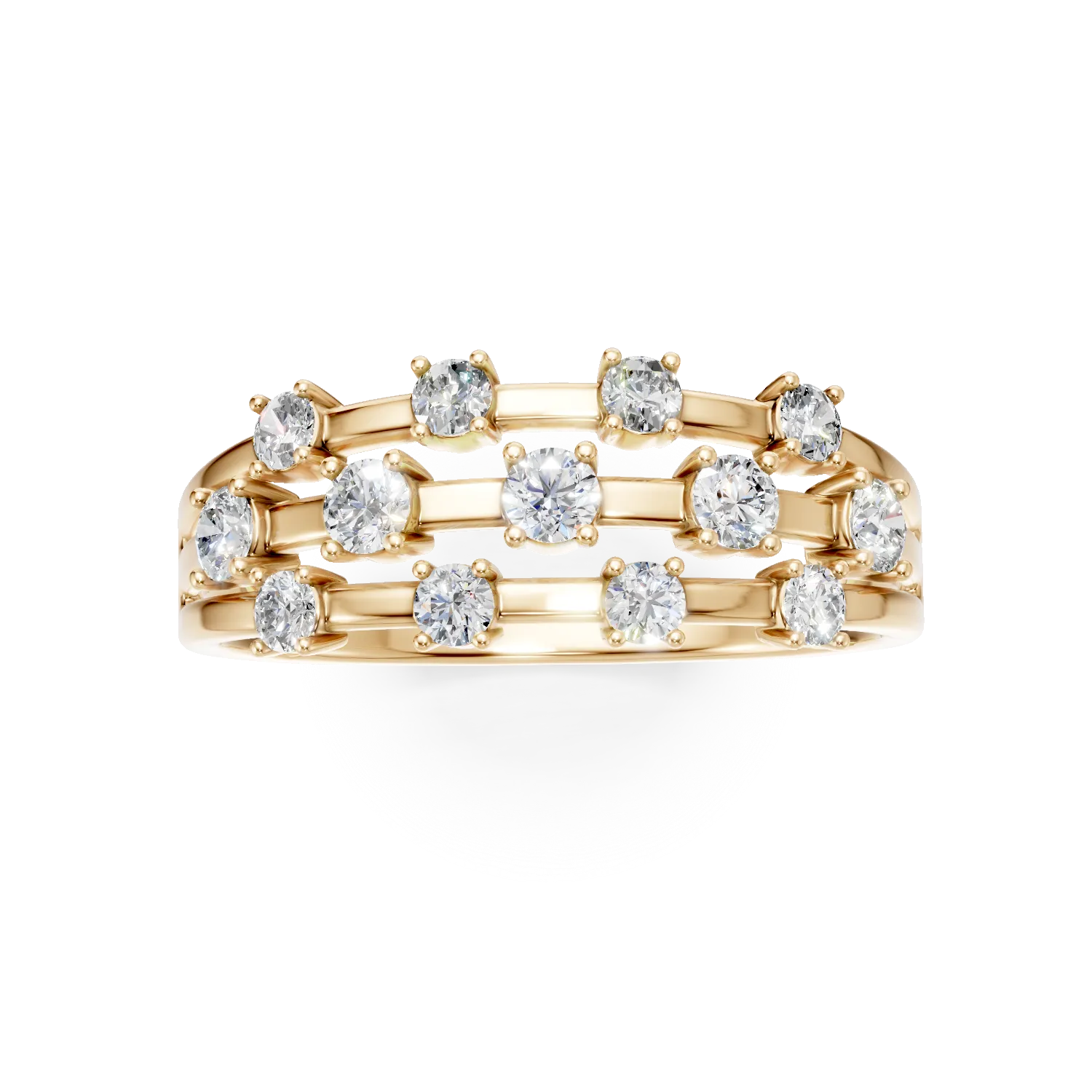 Inel geometric din aur galben cu diamante de 0.5ct create in laborator