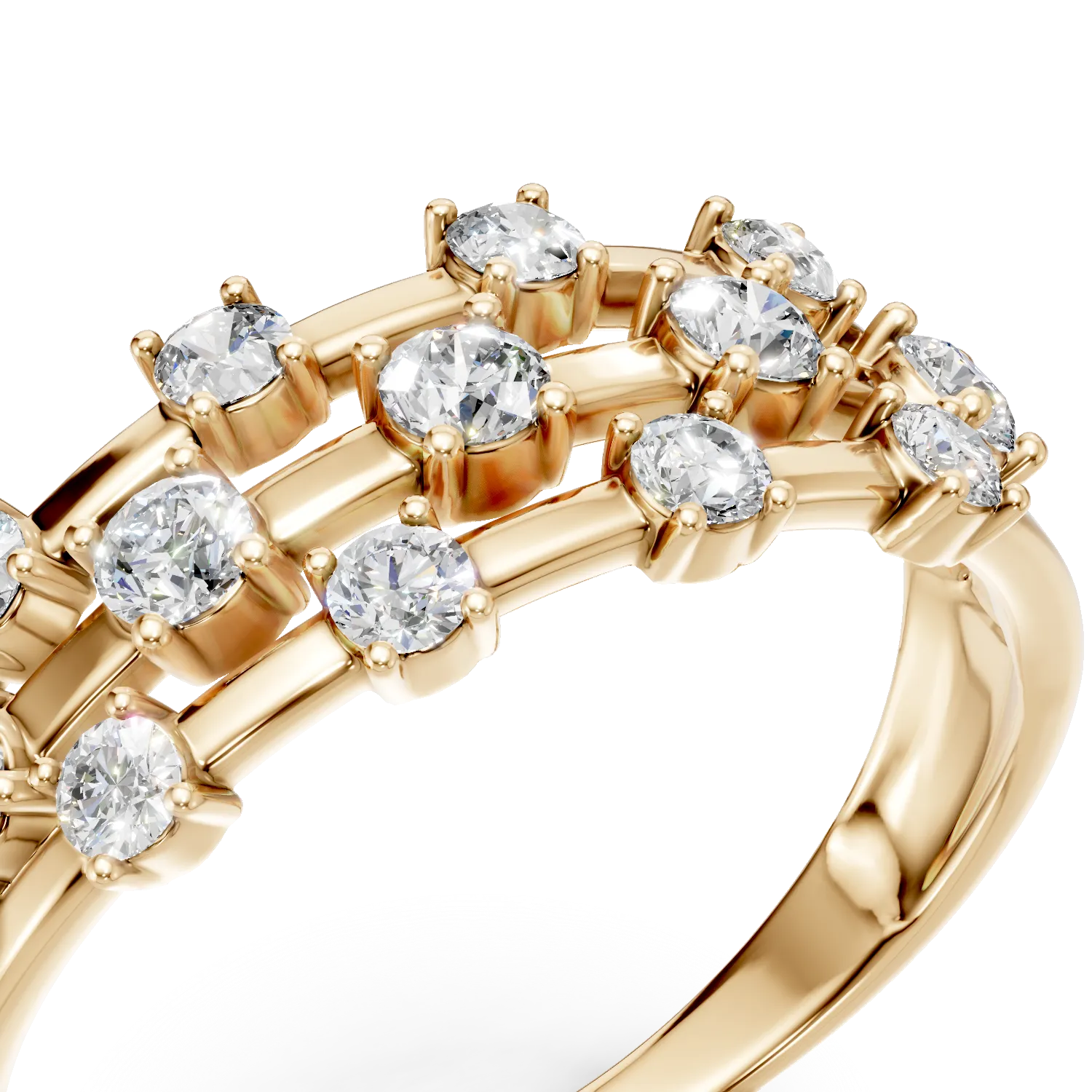 Inel geometric din aur galben cu diamante de 0.5ct create in laborator