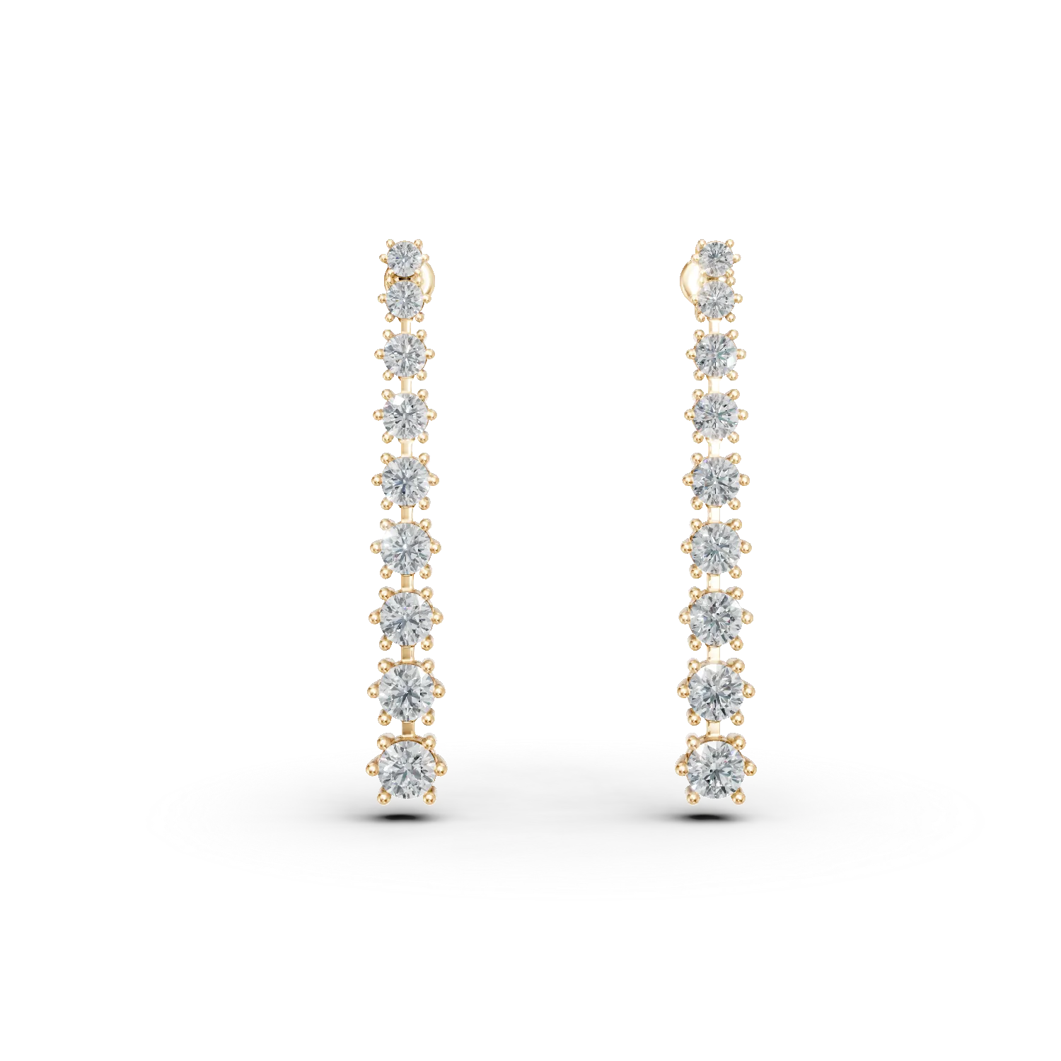 Cercei lungi din aur galben cu diamante de 1.6ct create in laborator