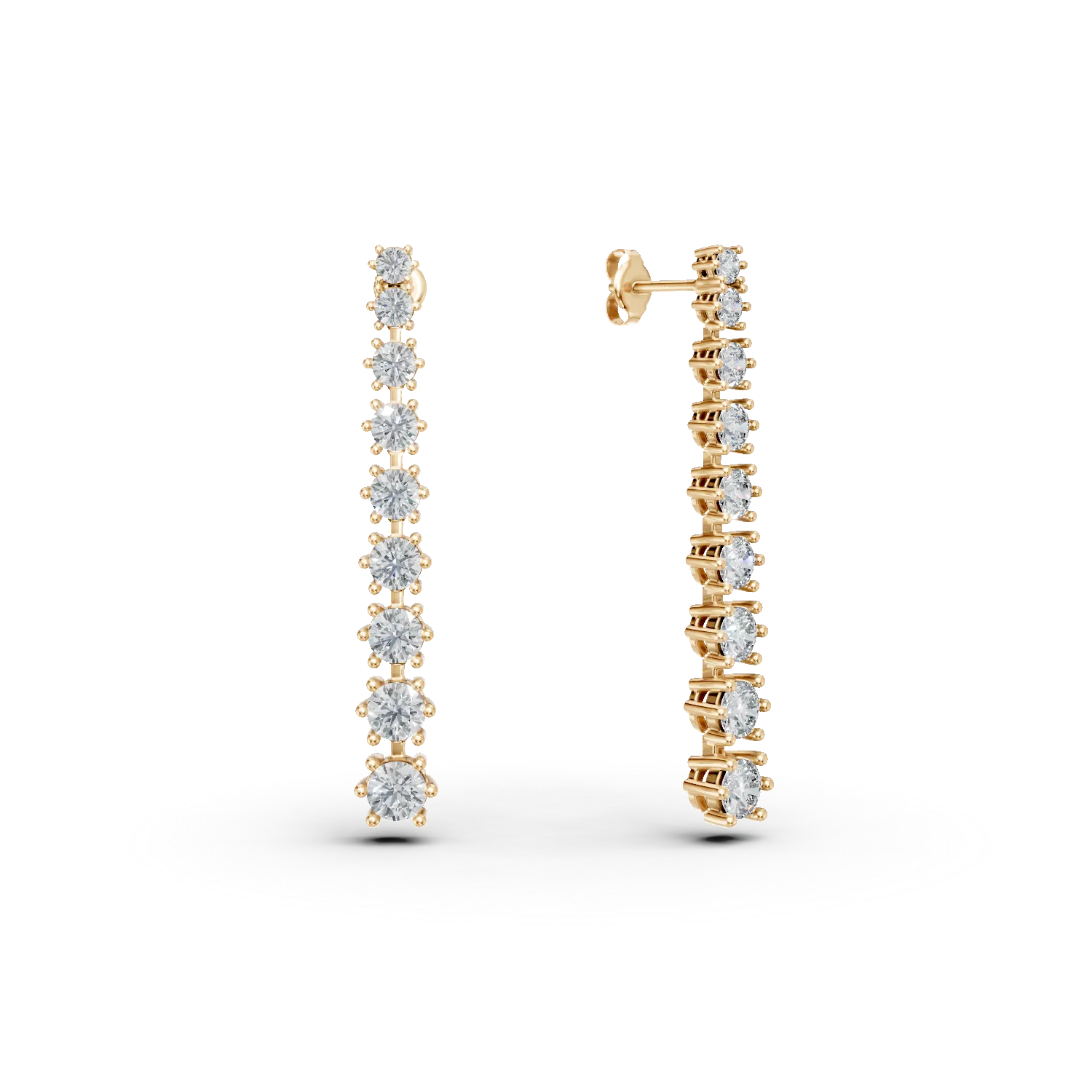 Cercei lungi din aur galben cu diamante de 1.6ct create in laborator