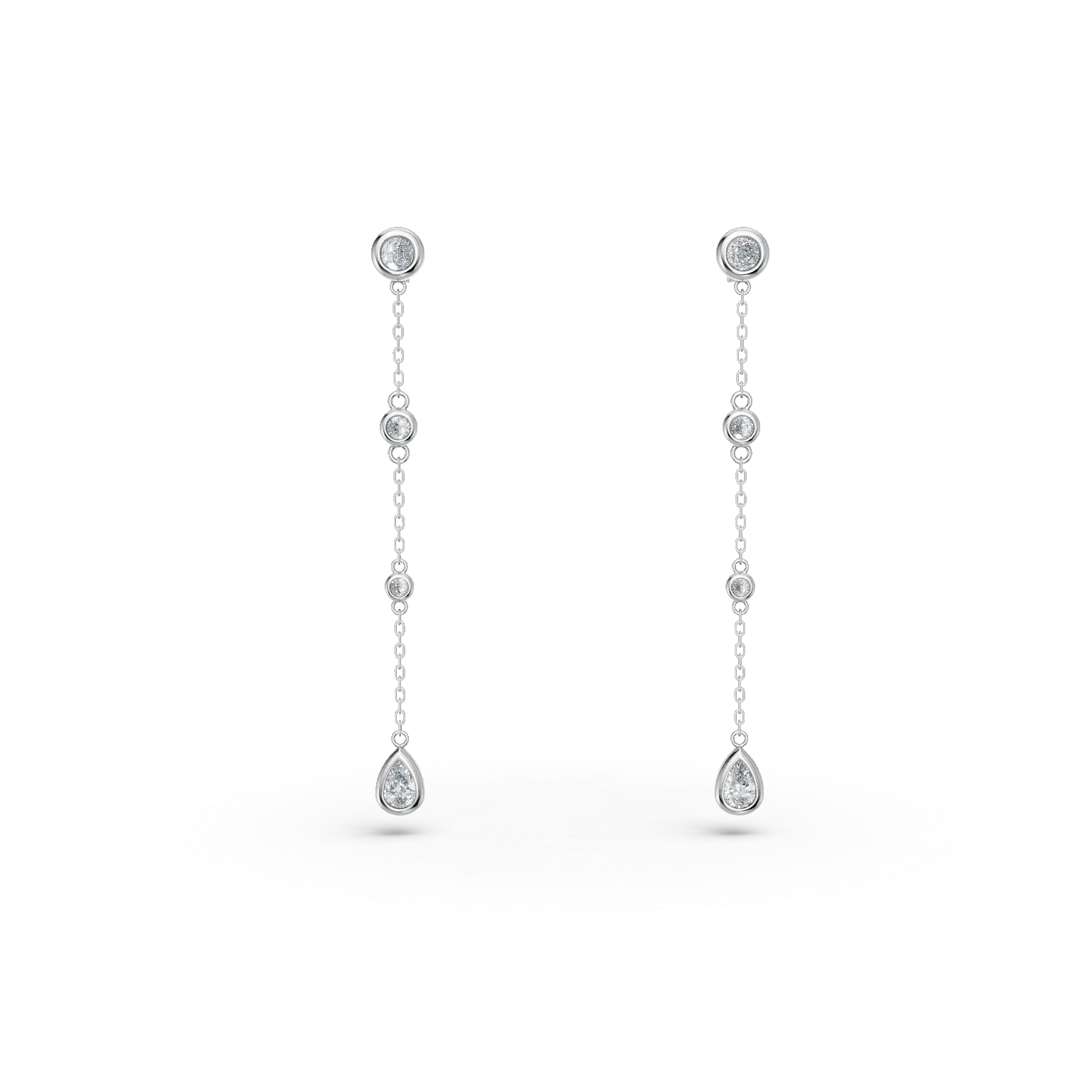 Cercei lungi din aur alb cu diamante de 0.6ct create in laborator