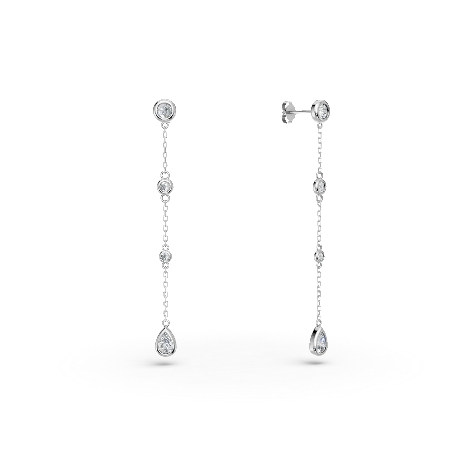 Cercei lungi din aur alb cu diamante de 0.6ct create in laborator