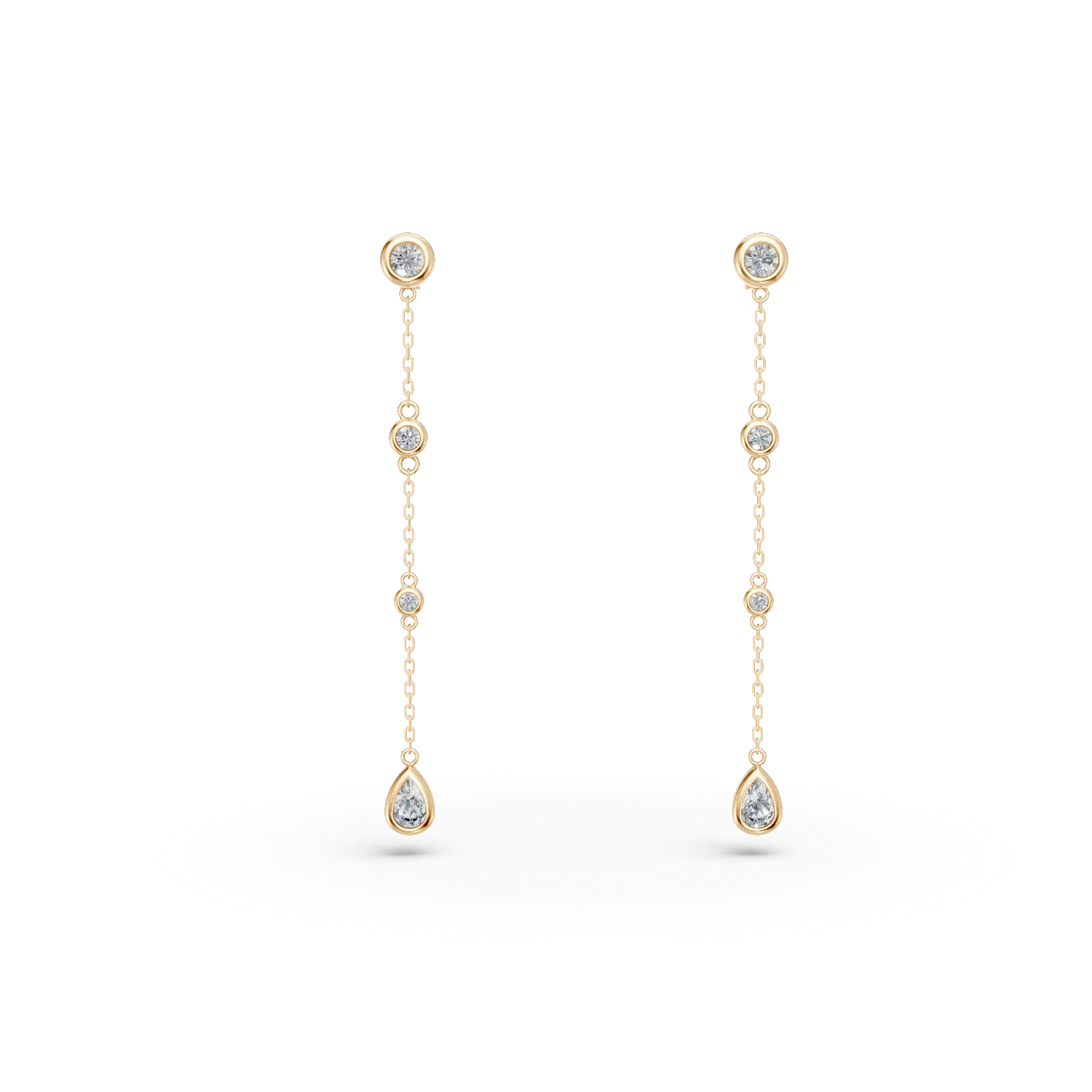 Cercei lungi din aur galben cu diamante de 0.6ct create in laborator