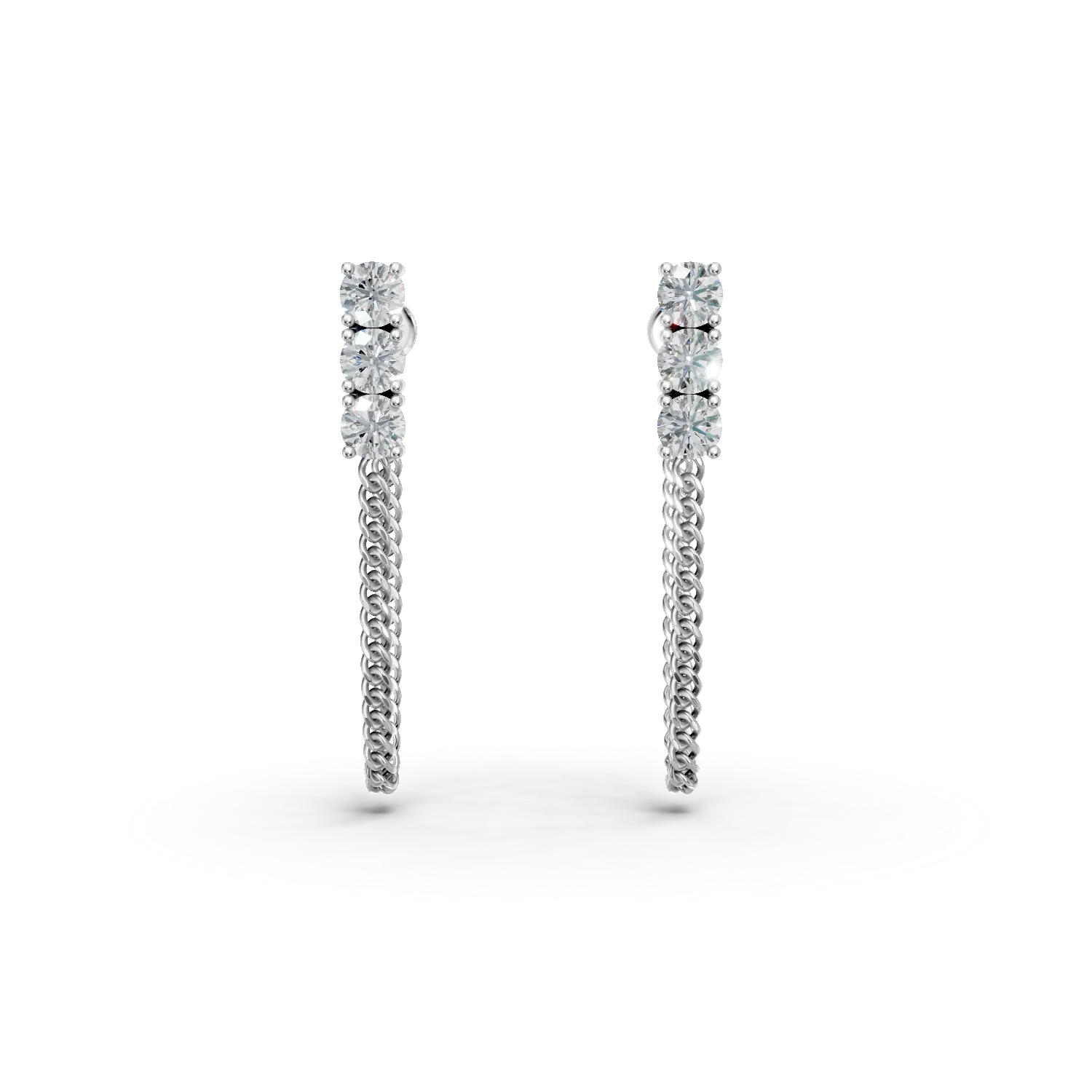 Cercei on-ear din aur alb cu diamante de 0.5ct create in laborator