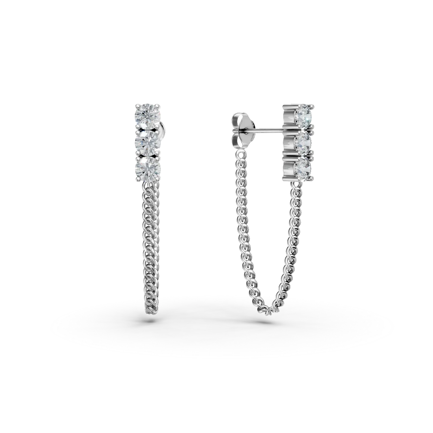 Cercei on-ear din aur alb cu diamante de 0.5ct create in laborator