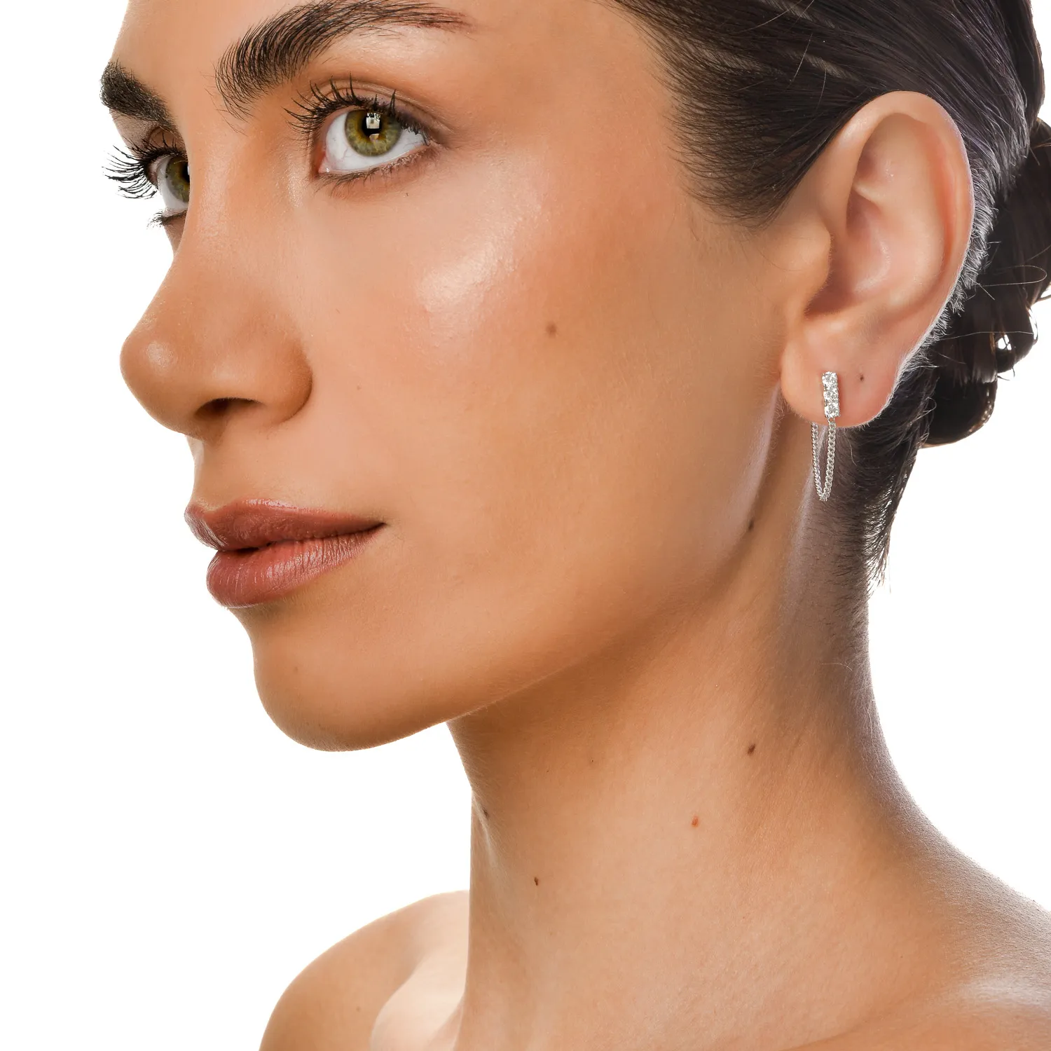 Cercei on-ear din aur alb cu diamante de 0.5ct create in laborator
