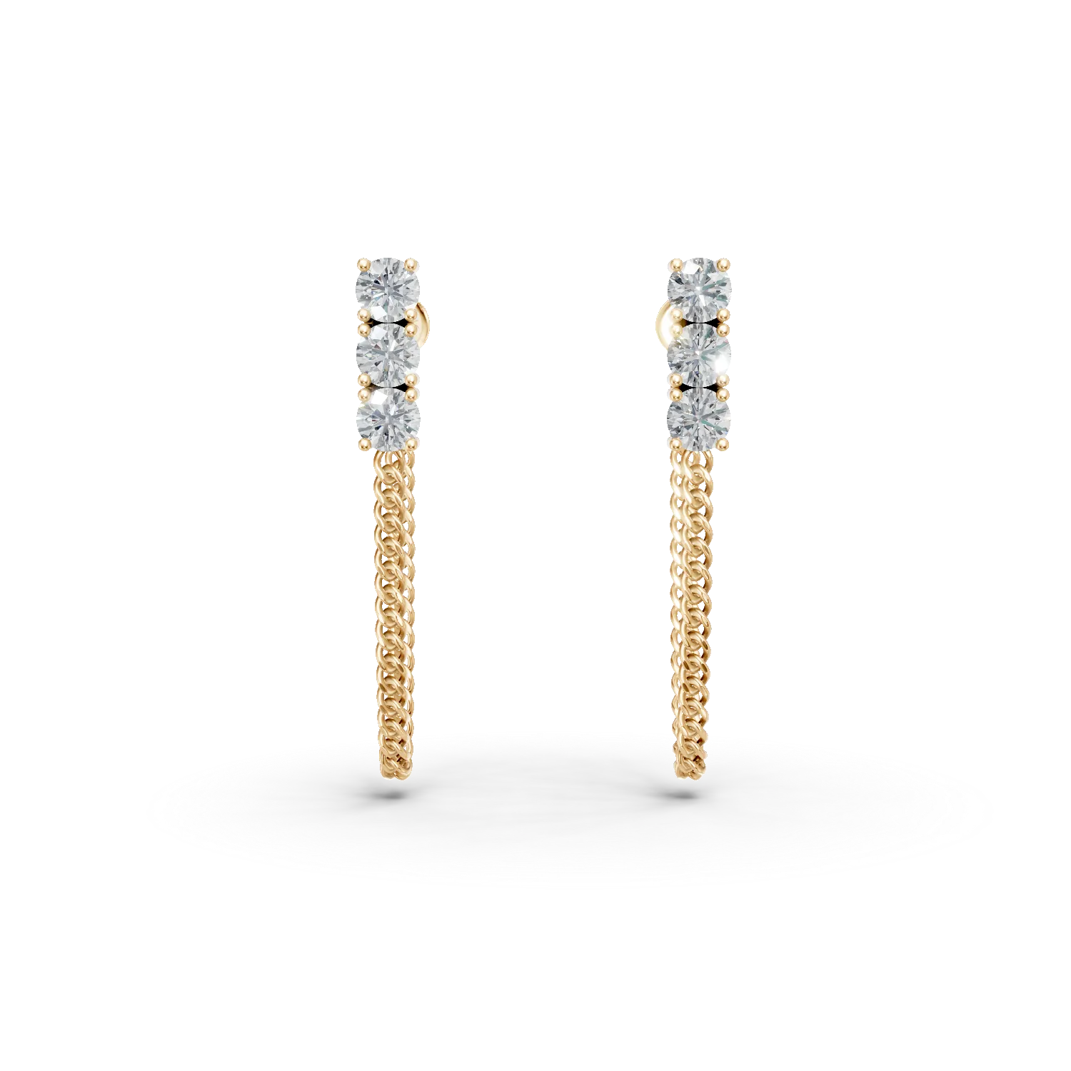 Cercei on-ear din aur galben cu diamante de 0.5ct create in laborator