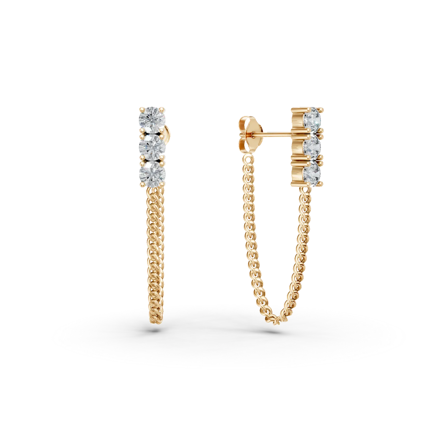 Cercei on-ear din aur galben cu diamante de 0.5ct create in laborator