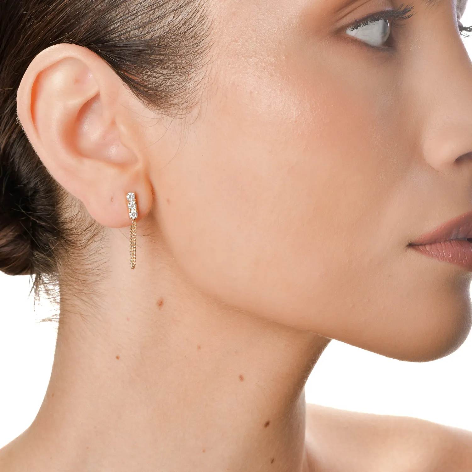 Cercei on-ear din aur galben cu diamante de 0.5ct create in laborator