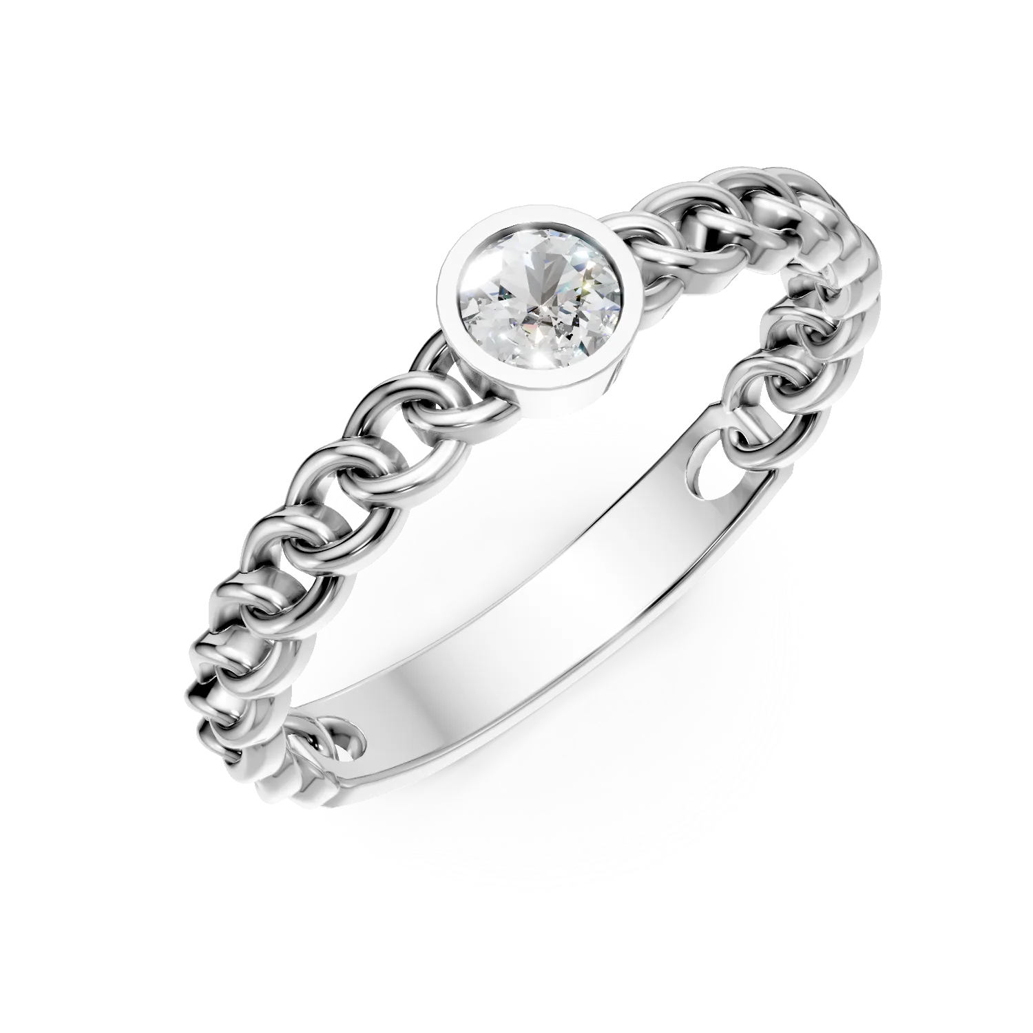 Inel din aur alb cu diamant solitaire de 0.2ct creat in laborator