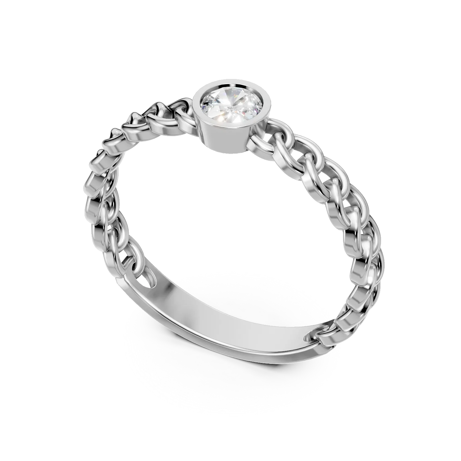 Inel din aur alb cu diamant solitaire de 0.2ct creat in laborator