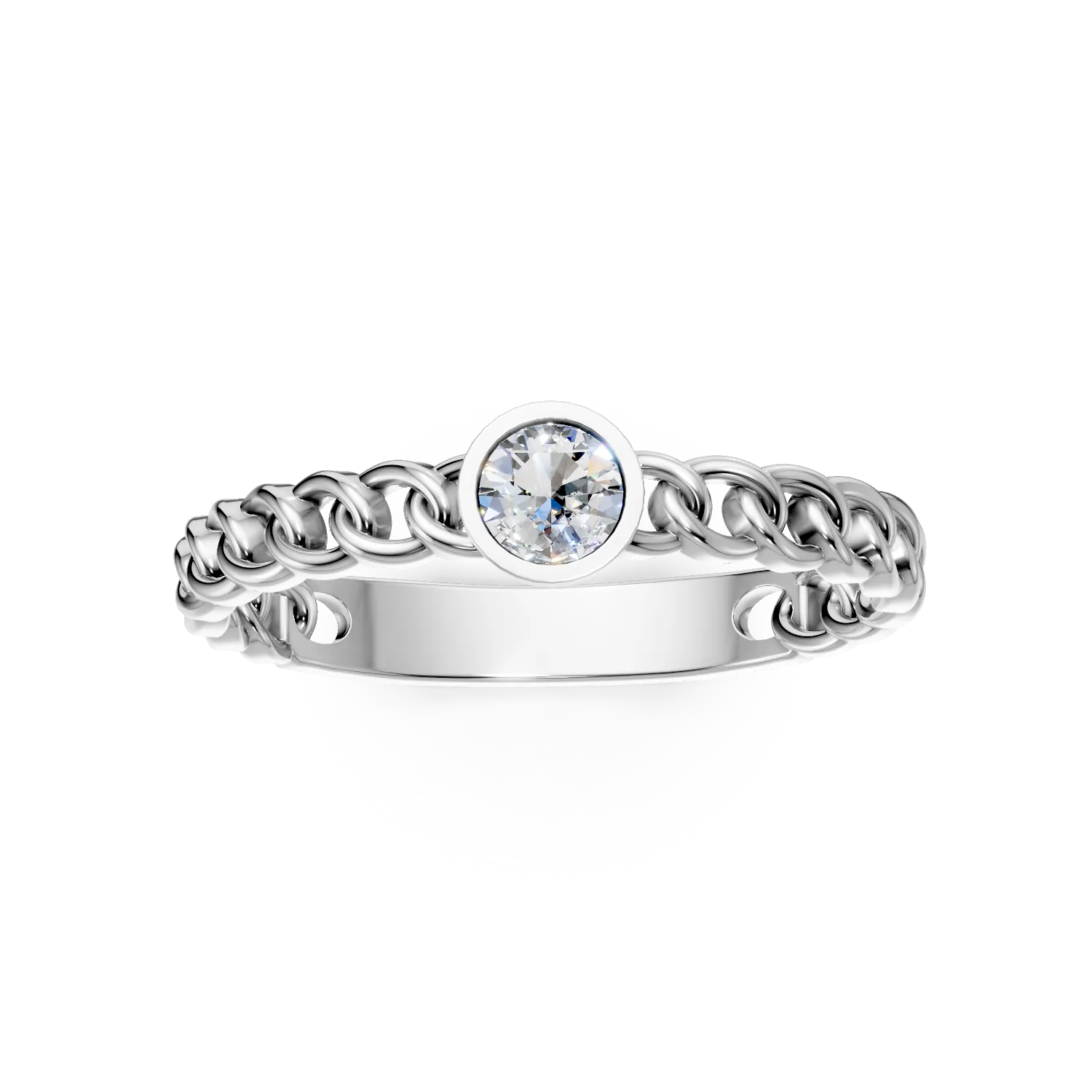 Inel din aur alb cu diamant solitaire de 0.2ct creat in laborator