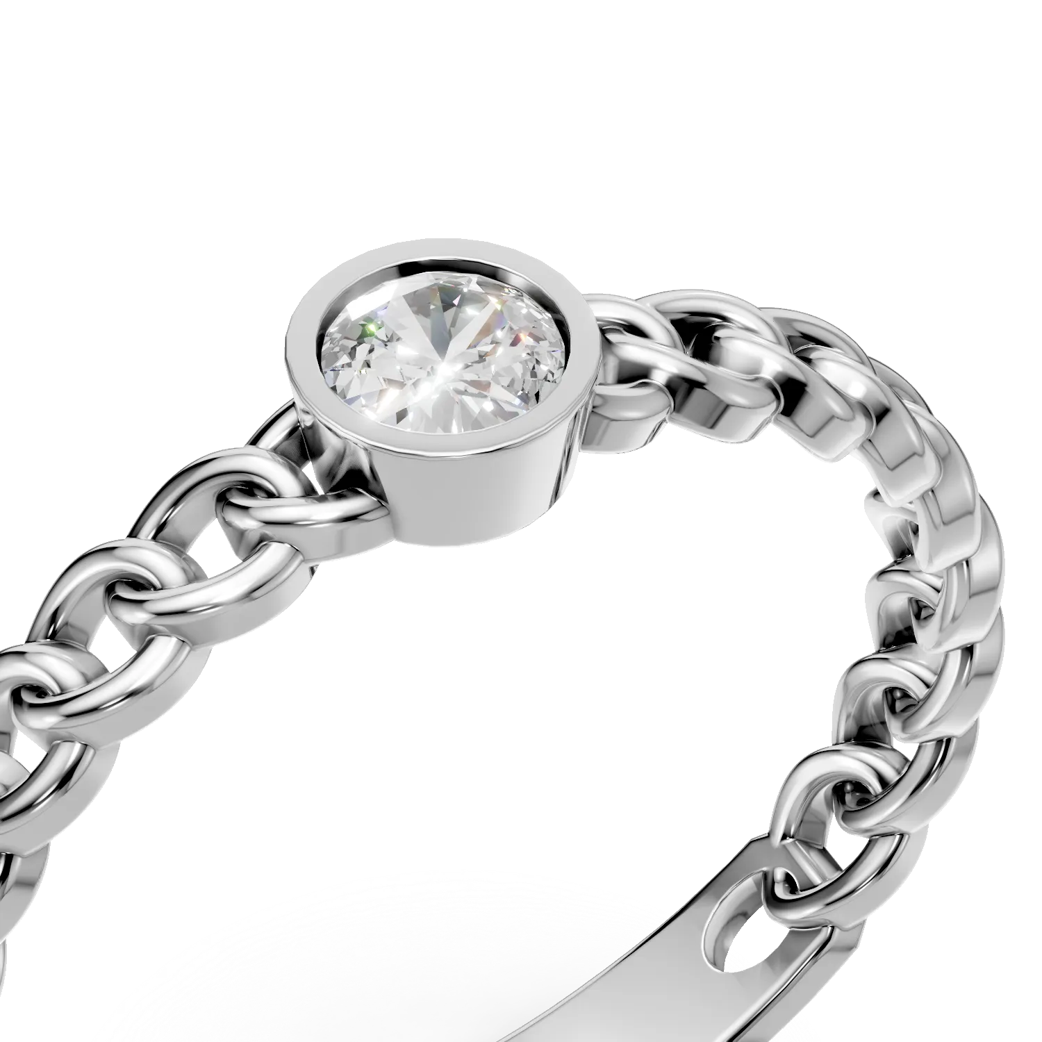 Inel din aur alb cu diamant solitaire de 0.2ct creat in laborator