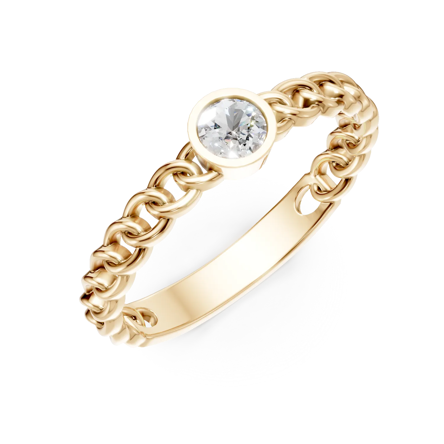 Inel din aur galben cu diamant solitaire de 0.2ct creat in laborator