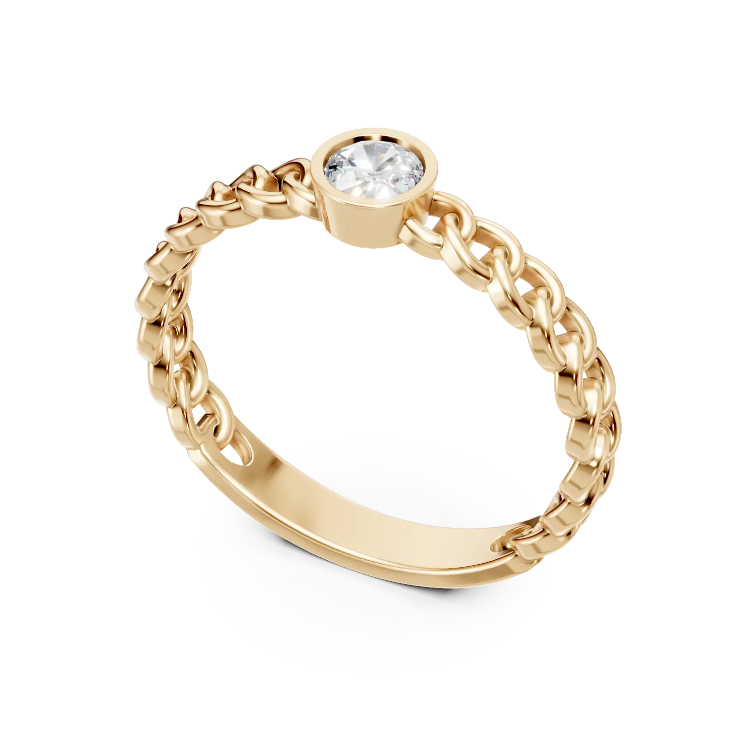 Inel din aur galben cu diamant solitaire de 0.2ct creat in laborator