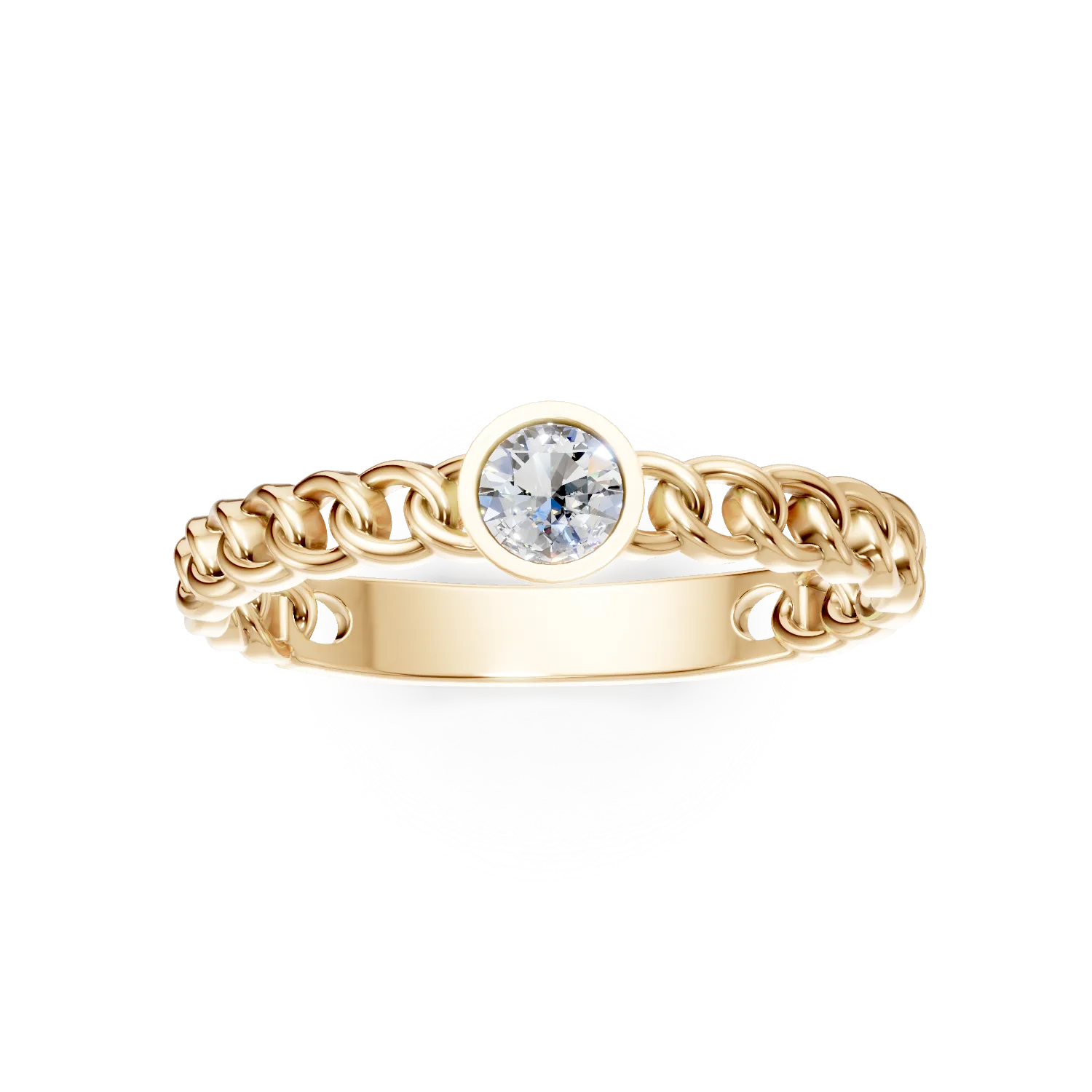 Inel din aur galben cu diamant solitaire de 0.2ct creat in laborator