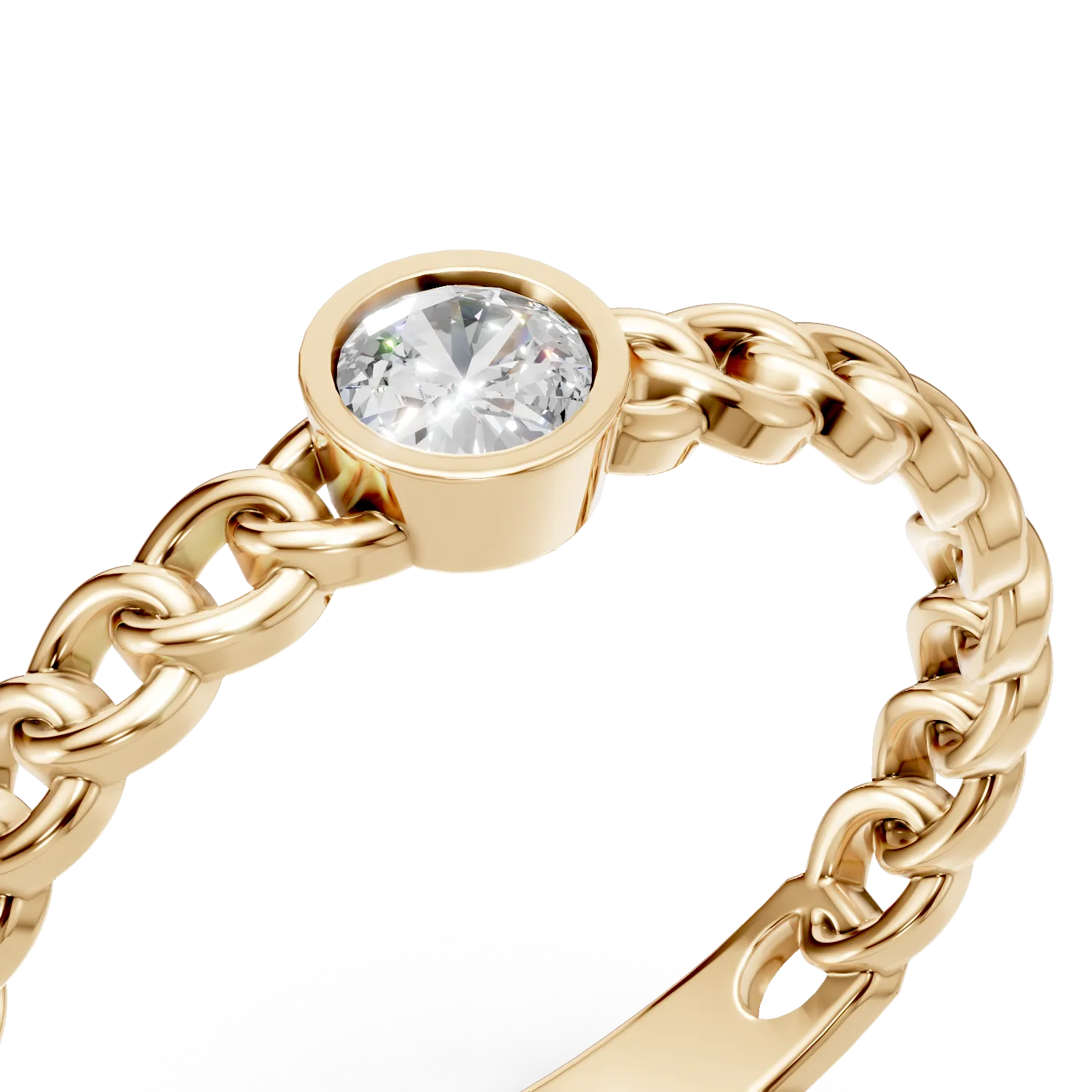 Inel din aur galben cu diamant solitaire de 0.2ct creat in laborator