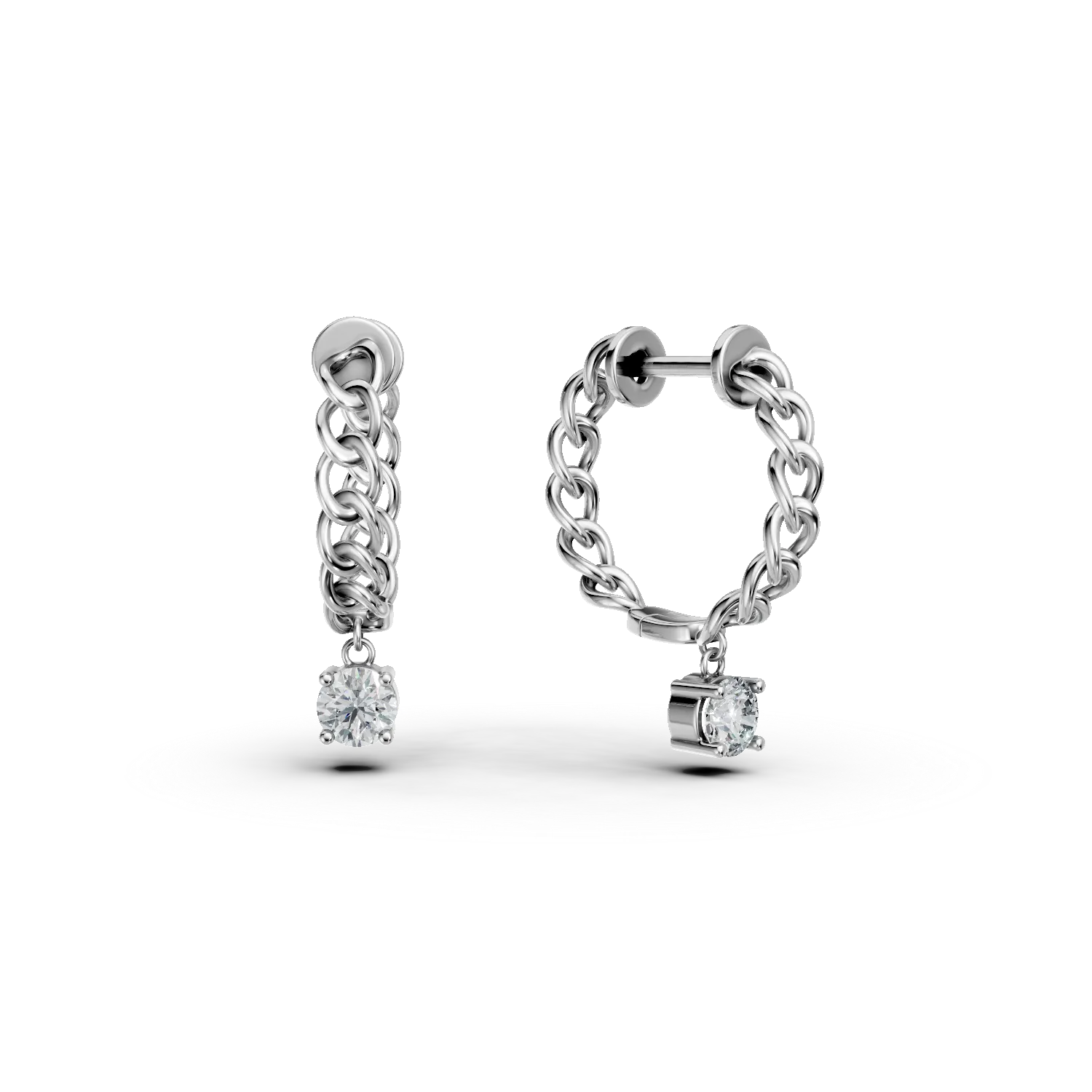 Cercei creole din aur alb cu diamante de 0.5ct create in laborator